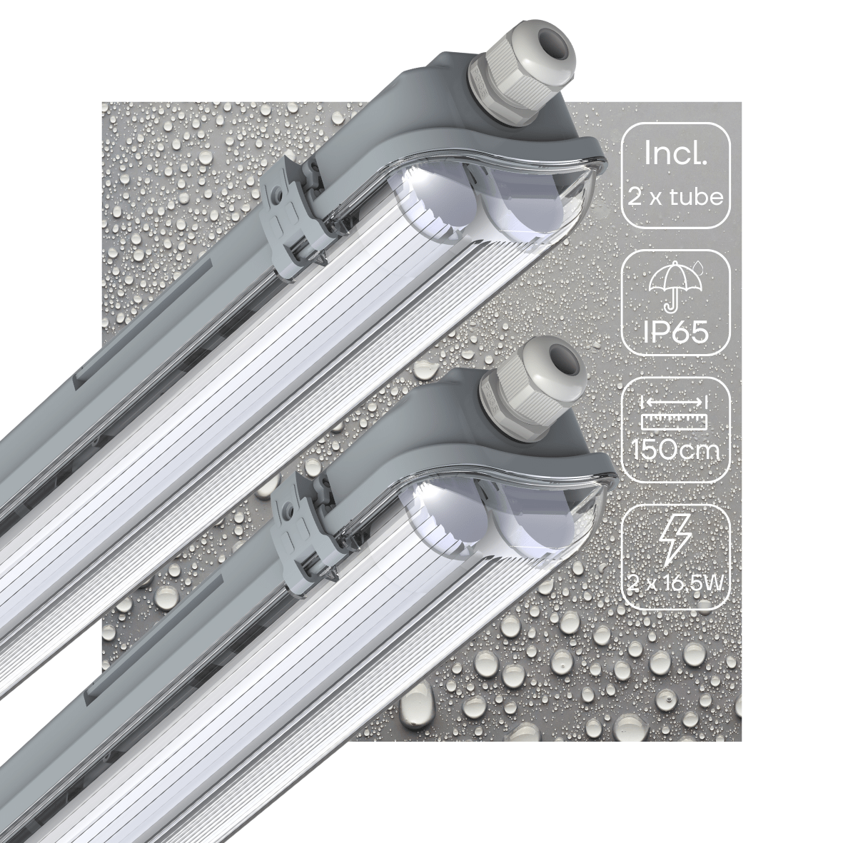 2 PACK -LED's Light Dubbele LED TL lamp 150 cm - compleet met LED buizen - Binnen en buiten - 6120 lm - 2x16.5W - 4000K - 185lm/w - Energielabel B LED.nl