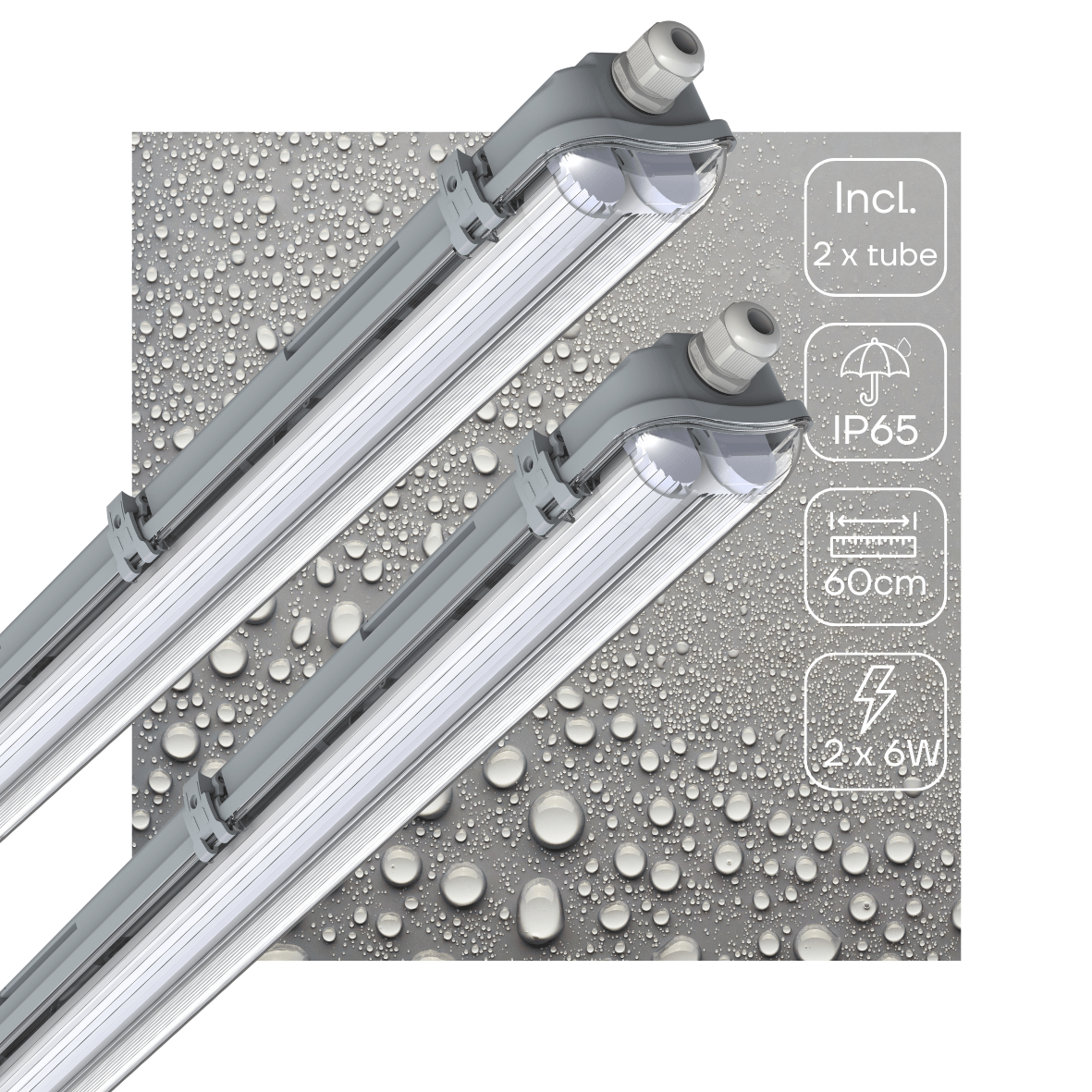 2 PACK -LED's Light Dubbele LED TL lamp 60 cm - compleet met LED buizen - Binnen en buiten - 2200 lm - 2x6W - 4000K - 185lm/w - Energielabel B LED.nl