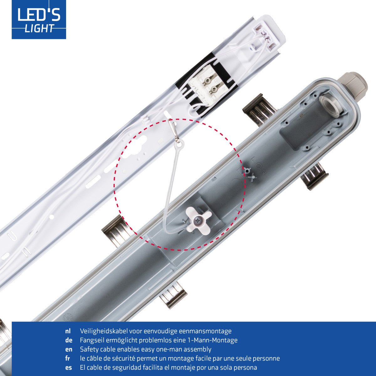 LED's Light Complete LED TL lamp met LED buis 60 cm - Binnen en buiten - 1100 lm - 1x6W - 185lm/w - Energielabel B TL verlichting LED.nl