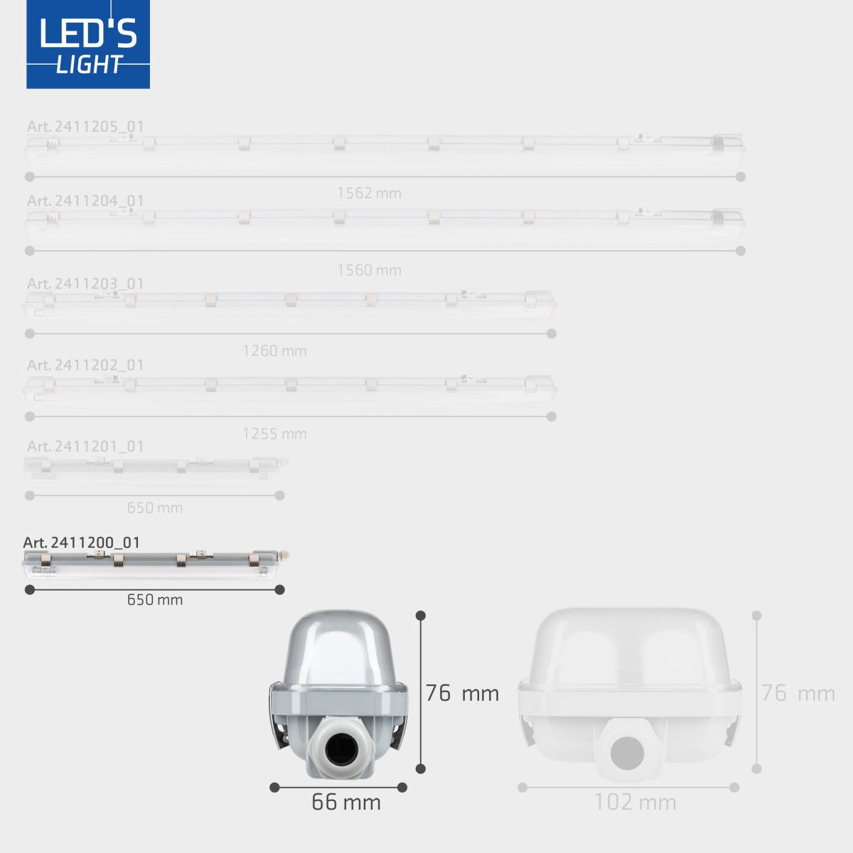 LED's Light Complete LED TL lamp met LED buis 60 cm - Binnen en buiten - 1100 lm - 1x6W - 185lm/w - Energielabel B TL verlichting LED.nl