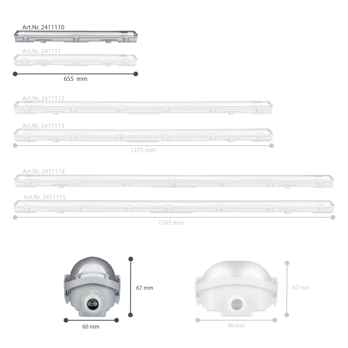 LED's Light LED TL armatuur 60 cm compleet met LED TL buis - 1080lm - 9W - 4000K TL verlichting LED.nl