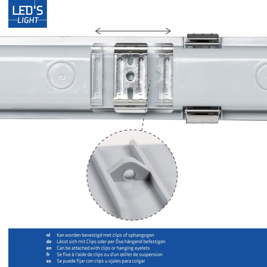 LED's Light Dubbele LED TL lamp 120 cm - compleet met LED buizen - Binnen en buiten - 4260 lm - 4000K - 2x11.5W - 185lm/w - Energielabel B TL verlichting LED.nl