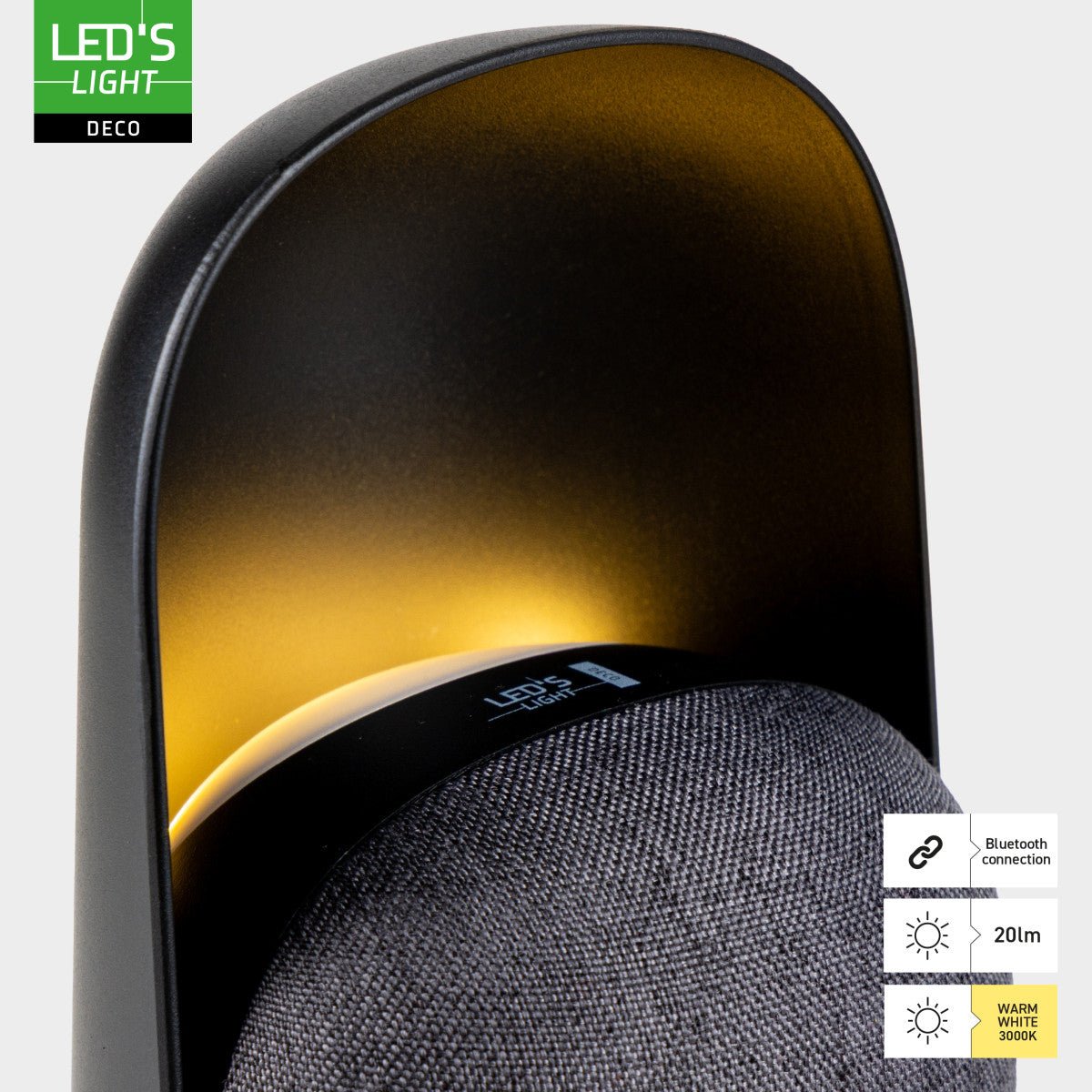 LED-nachtlamp met Bluetooth-luidspreker – Oplaadbaar – 1200 mAh – IP20 – Zwart Nachtlampjes LED.nl