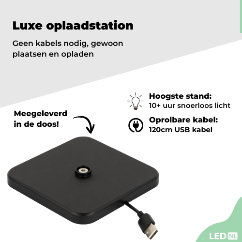 LED's Light Oplaadbare LED Tafellamp - Dimbaar via aanraking - Binnen en buiten - Grijs Tafellampenen LED.nl