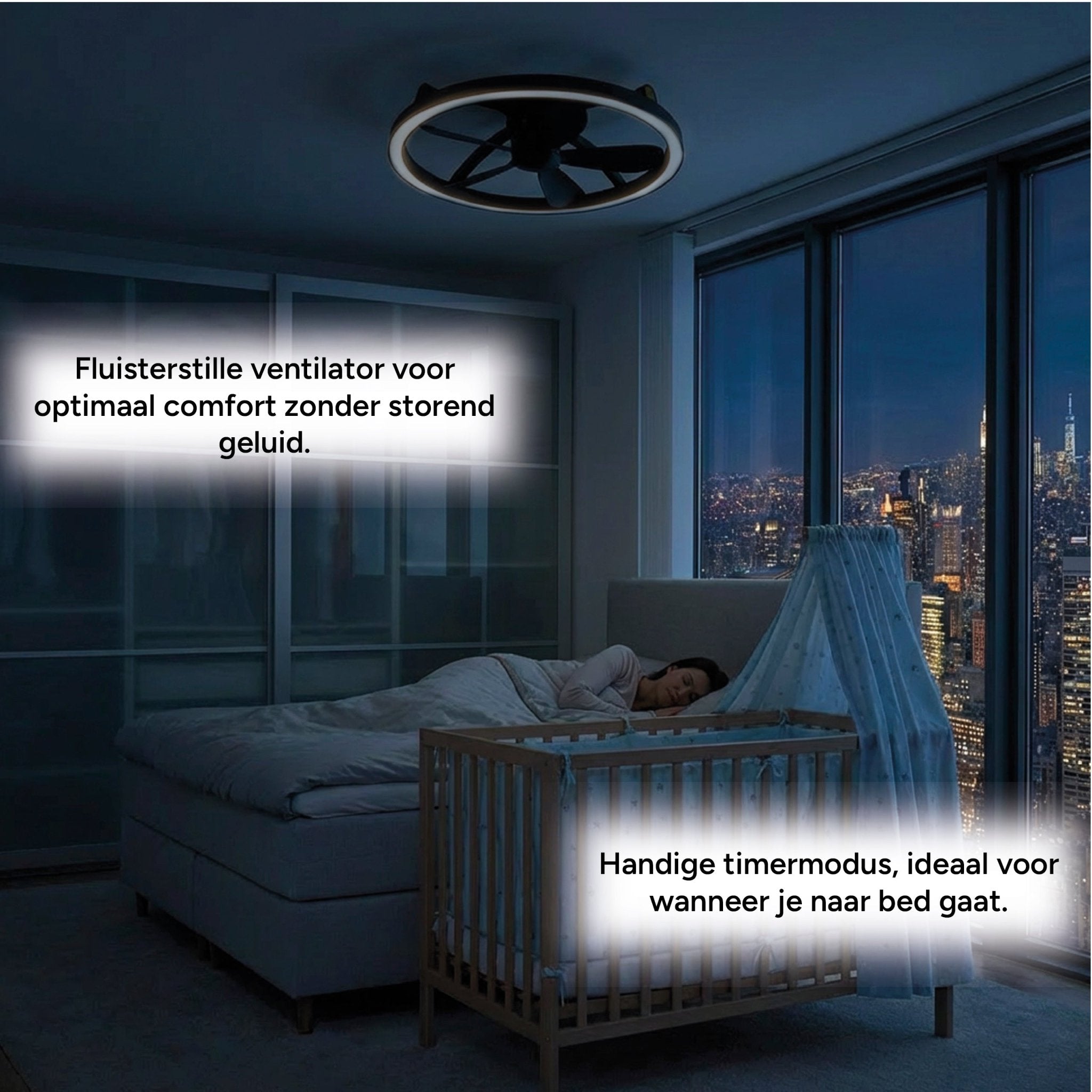 LED's Light Plafond ventilator met lamp Zwart 61,3cm - 27W - 2500lm - Verstelbare kleurtemperatuur - Dimbaar - Incl afstandbediening Plafondventilatoren LED.nl