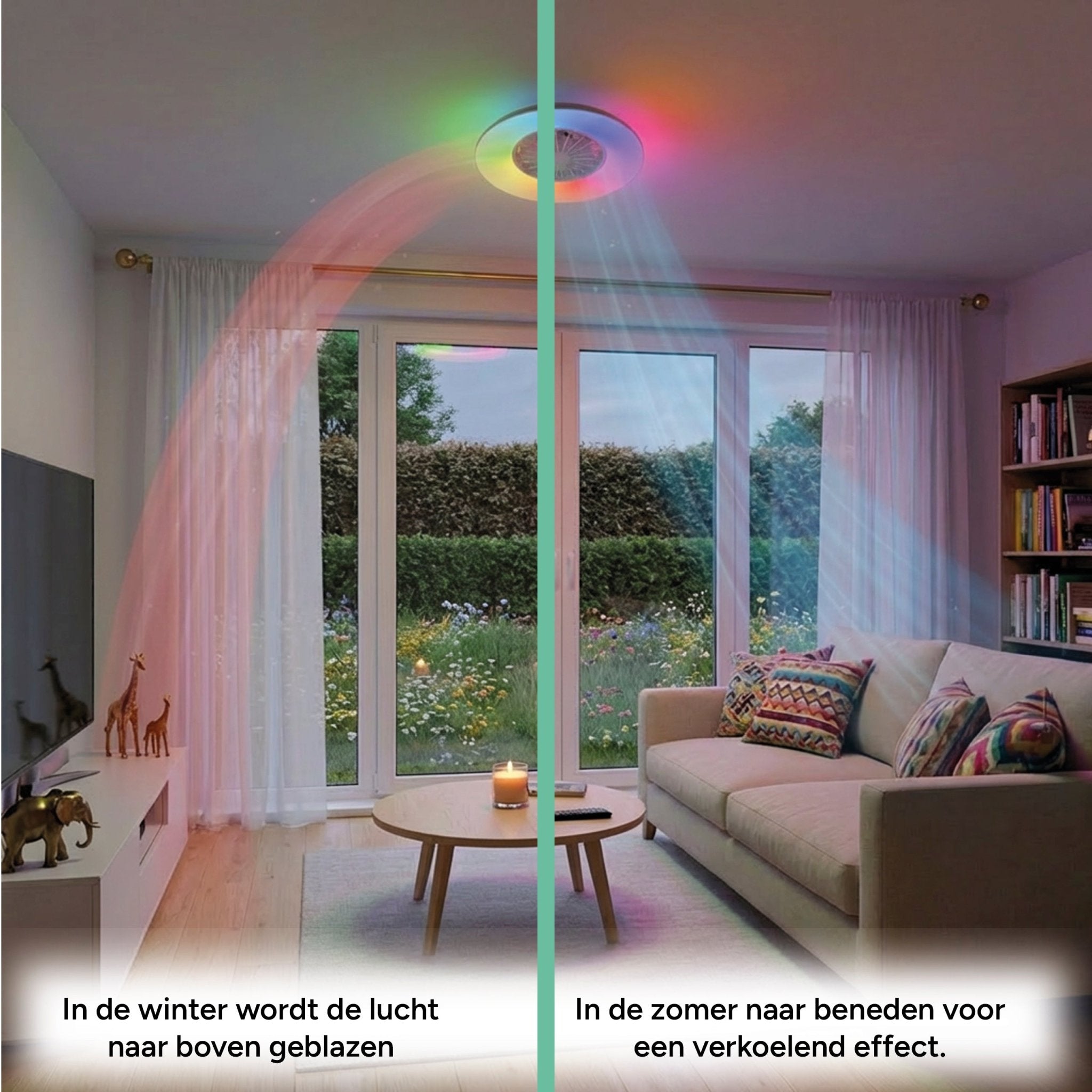 LED's Light Plafondlamp met ventilator RGB - 39W 3300lm 2700K/6500K/RGB - Ø485mm IP20 - Dimbaar Plafondventilatoren LED.nl