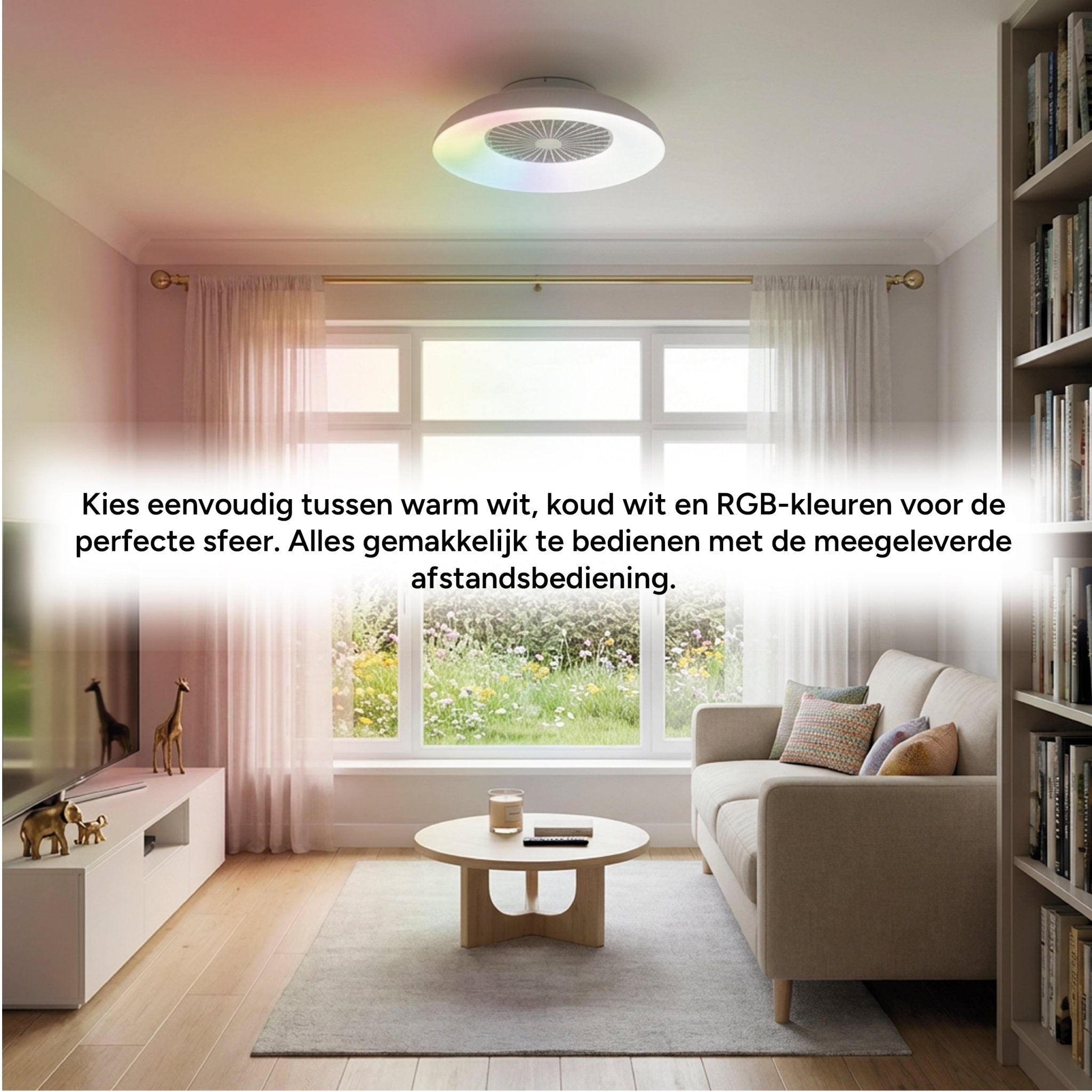 LED's Light RGB Plafondlamp met ventilator - 54W 3950lm 2700K/6500K/RGB - Ø600mm IP20 - Dimbaar Plafondventilatoren LED.nl