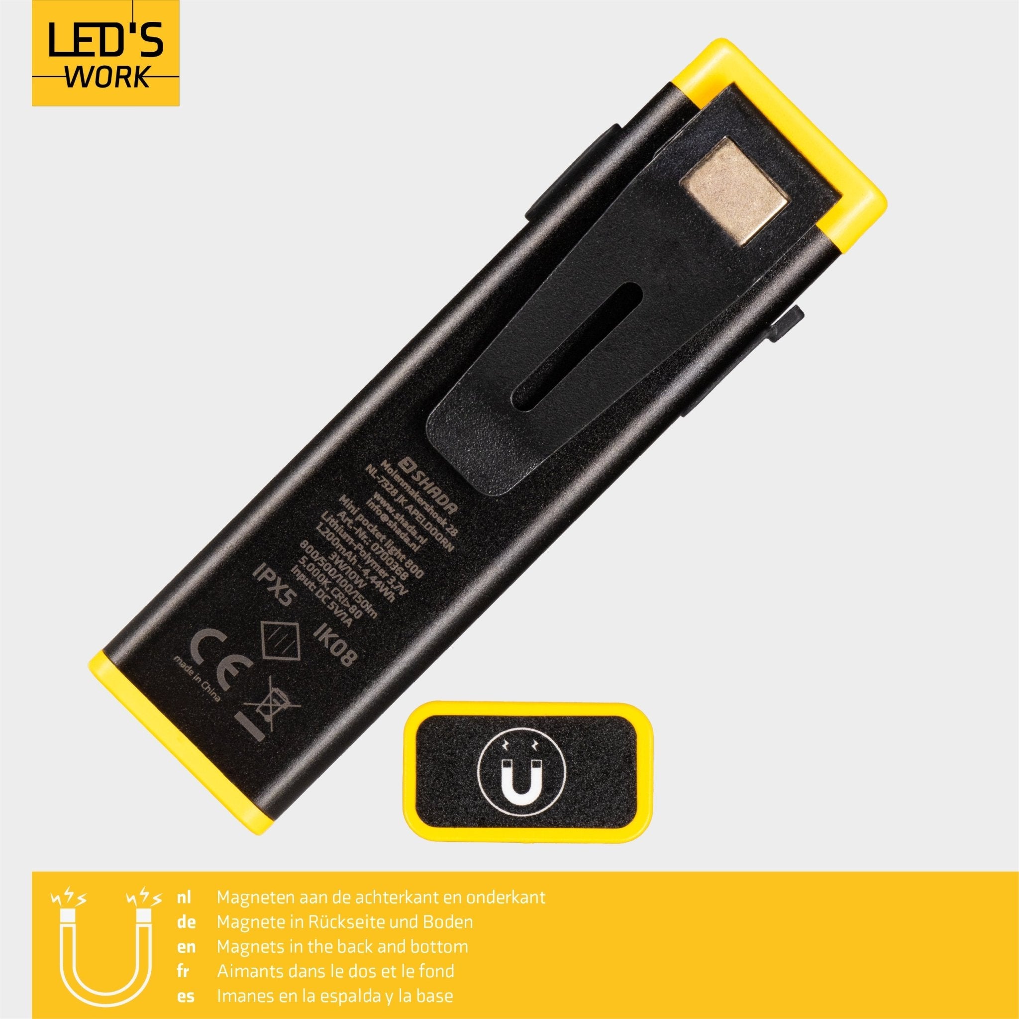 LED's Work Oplaadbare LED Mini Zaklamp met 3 lichtstanden (100, 500 en 700 Lumen) Zaklampen LED.nl