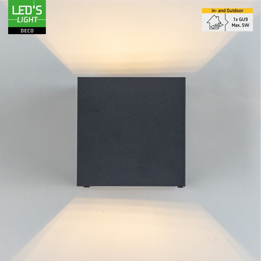 Lumo Cube Antraciet - Wandarmatuur zonder lichtbron - Excl 1xG9 - IP65 Wandlampen LED.nl