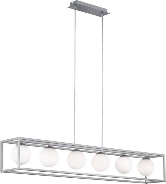 Deco Hanglamp eetkamer met 6 lichtpunten - In hoogte verstelbaar - LED lampen inbegrepen - Zilver Hanglampen LED.nl