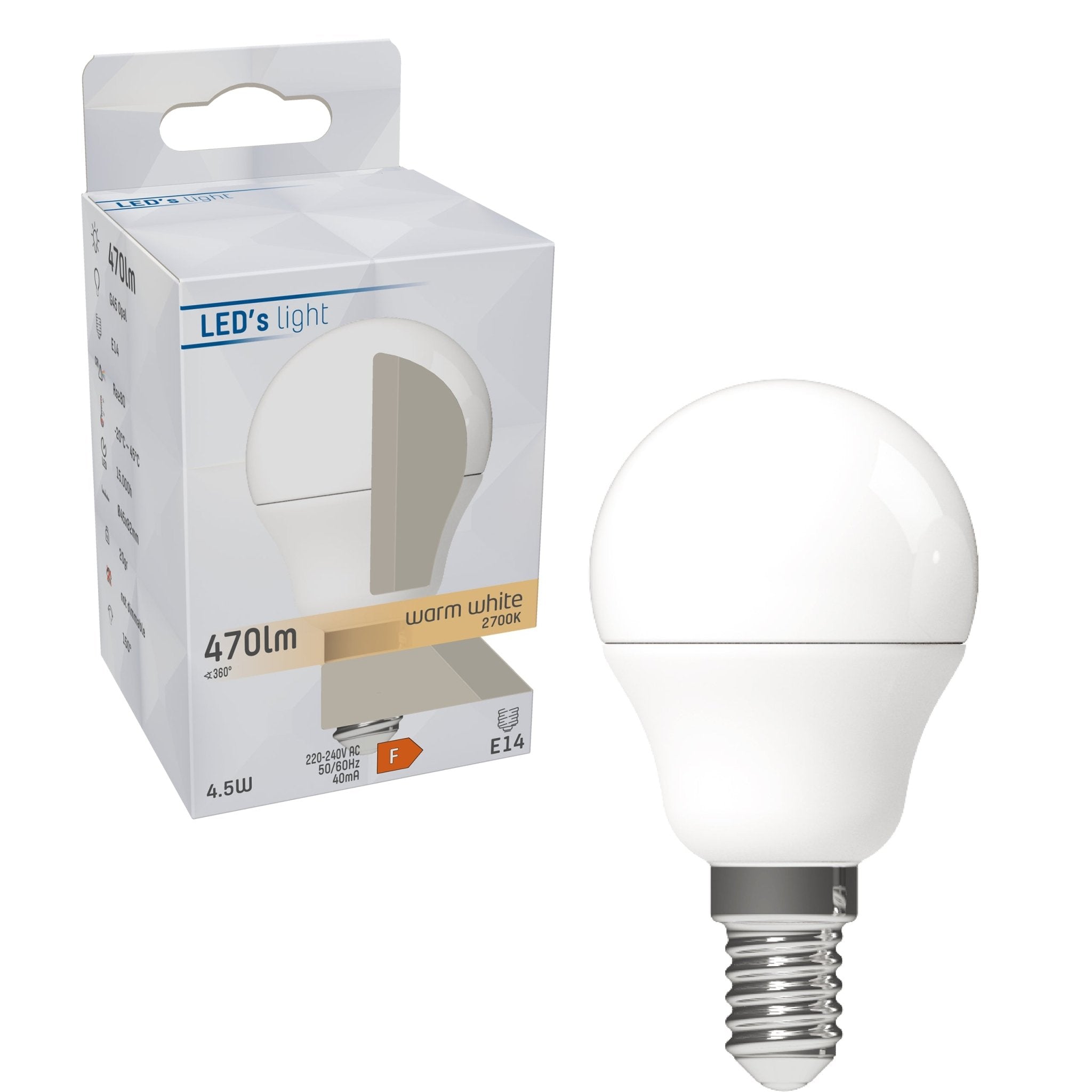 LED E14 Lamp rond - 470 lm - Warm wit licht - 1 lamp Lichtbronnen LED.nl