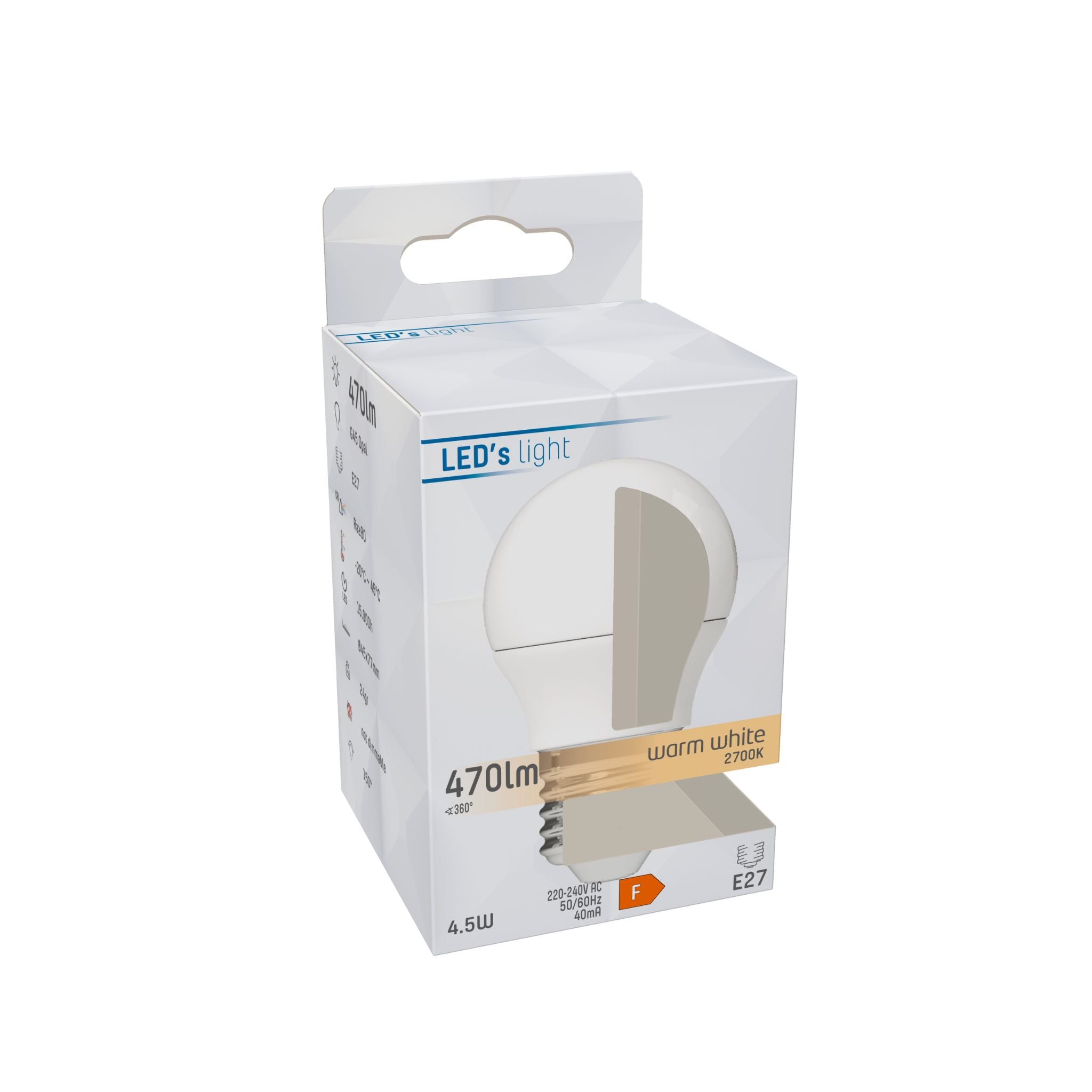 LED E27 Lamp - 470 lm - Warm wit licht - 1 lamp Lichtbronnen LED.nl