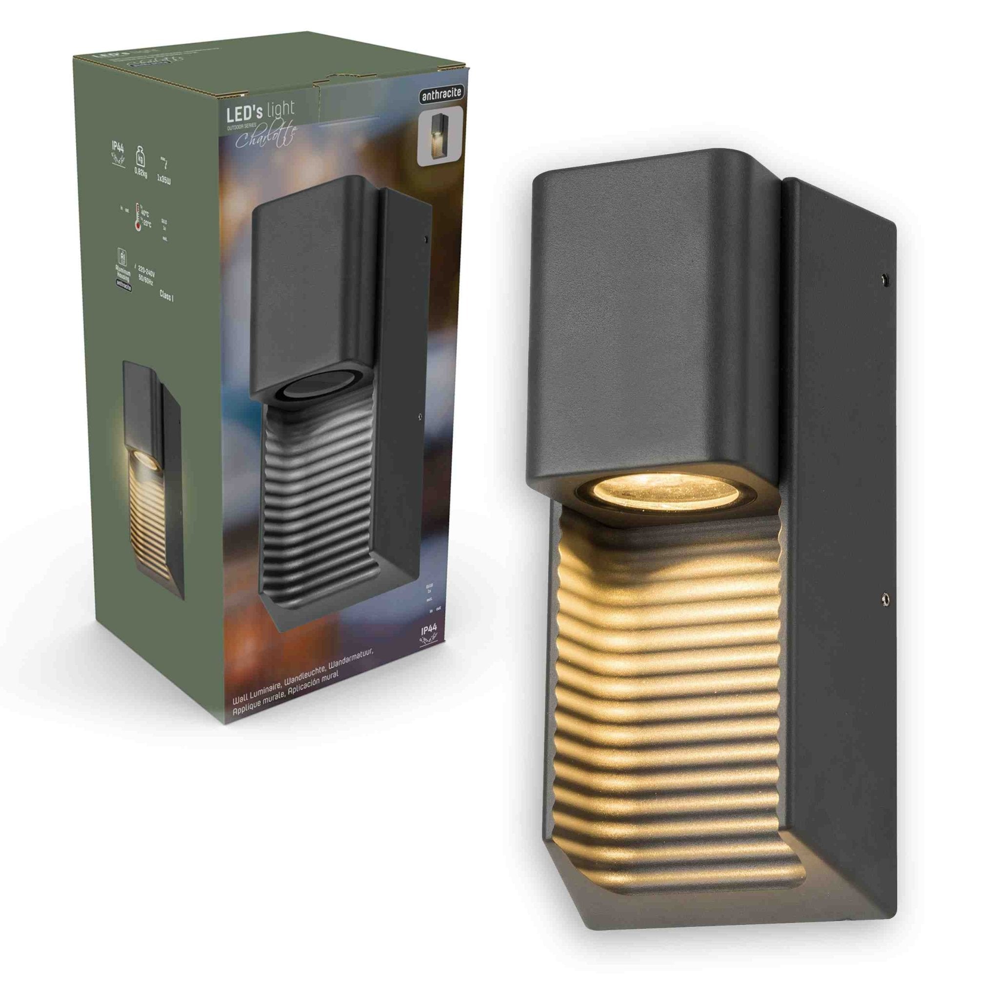 LED Muurlamp buiten met GU10 fitting - Strepen - Rimini - IP44 - Antraciet Wandlampen LED.nl