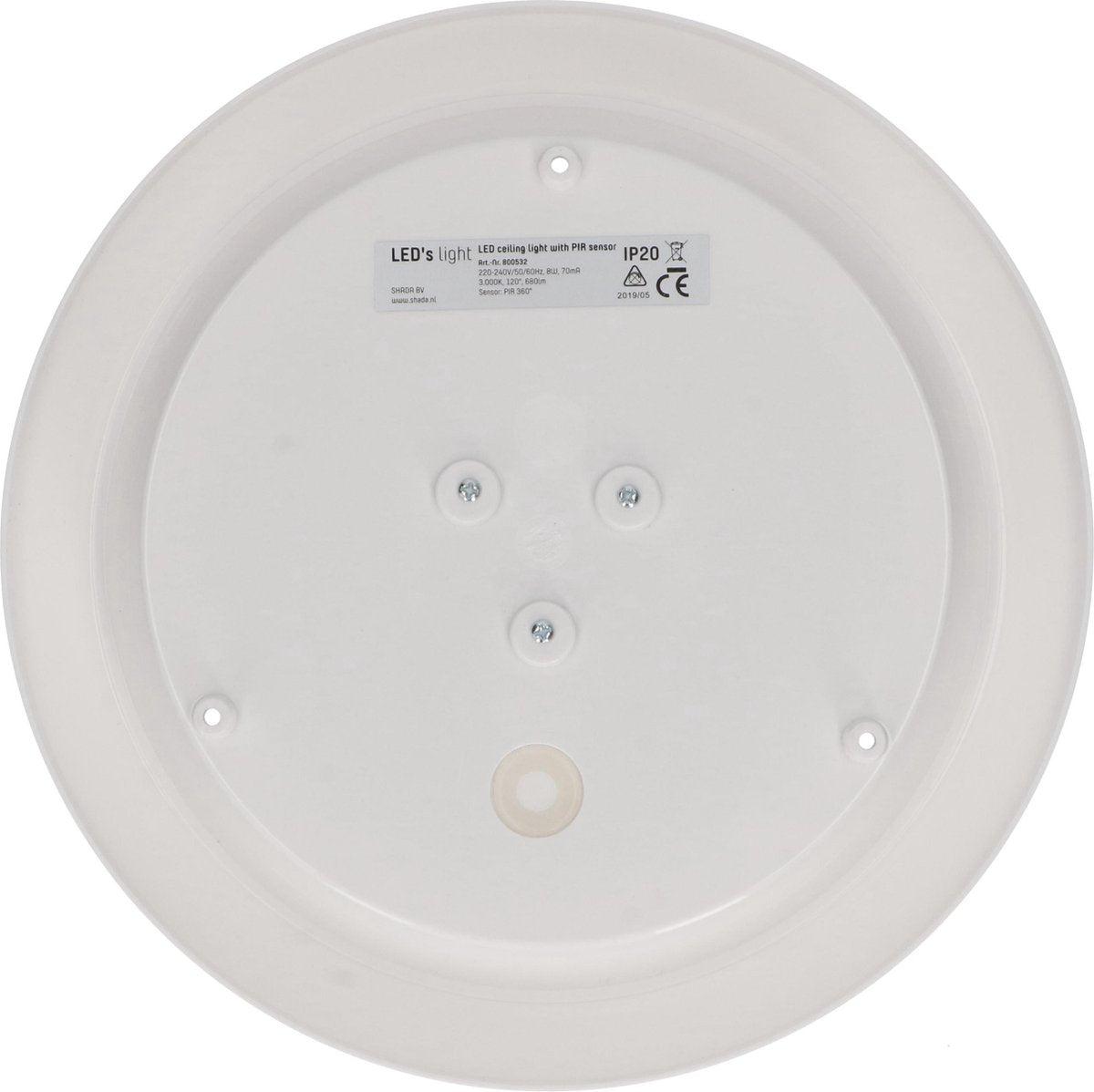 LED Plafondlamp 24 cm met bewegingssensor - Spatwaterdicht - Warm wit Plafondlampen LED.nl