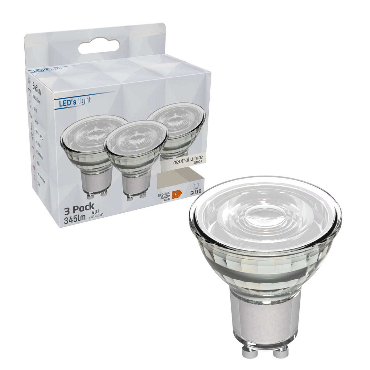 LED Spotjes GU10 - 4W vervangt 50W - 345 lm - Koud wit - 3PACK Spotjes LED.nl