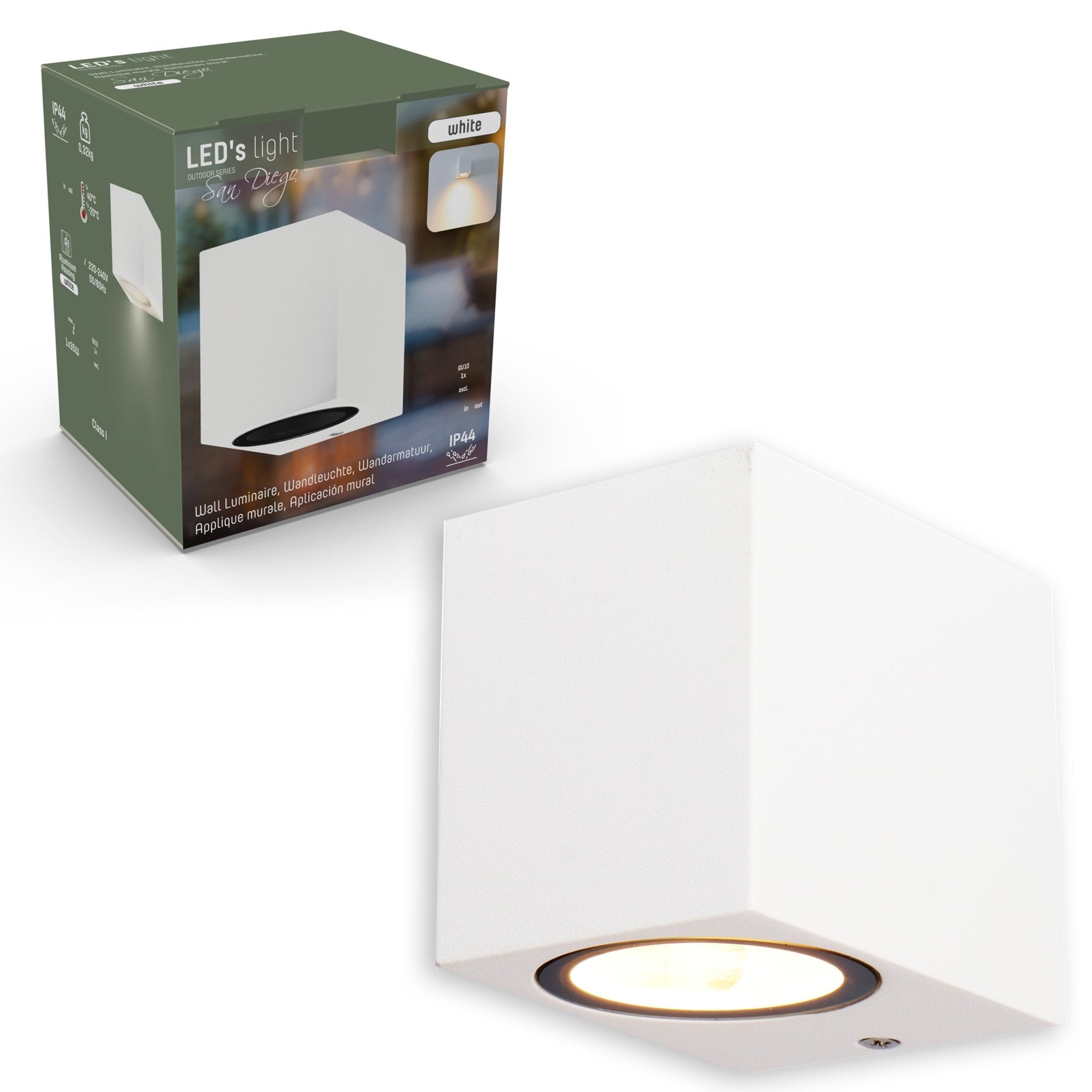 NØRD Down - LED's Light LED Wandlamp Buiten met GU10 fitting - Vierkant - IP44 - Wit - Model Rome Wandlampen LED.nl