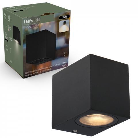 NØRD Down - LED's Light LED Wandlamp Buiten met GU10 fitting - Vierkant - IP44 - Zwart - Model Rome Wandlampen LED.nl