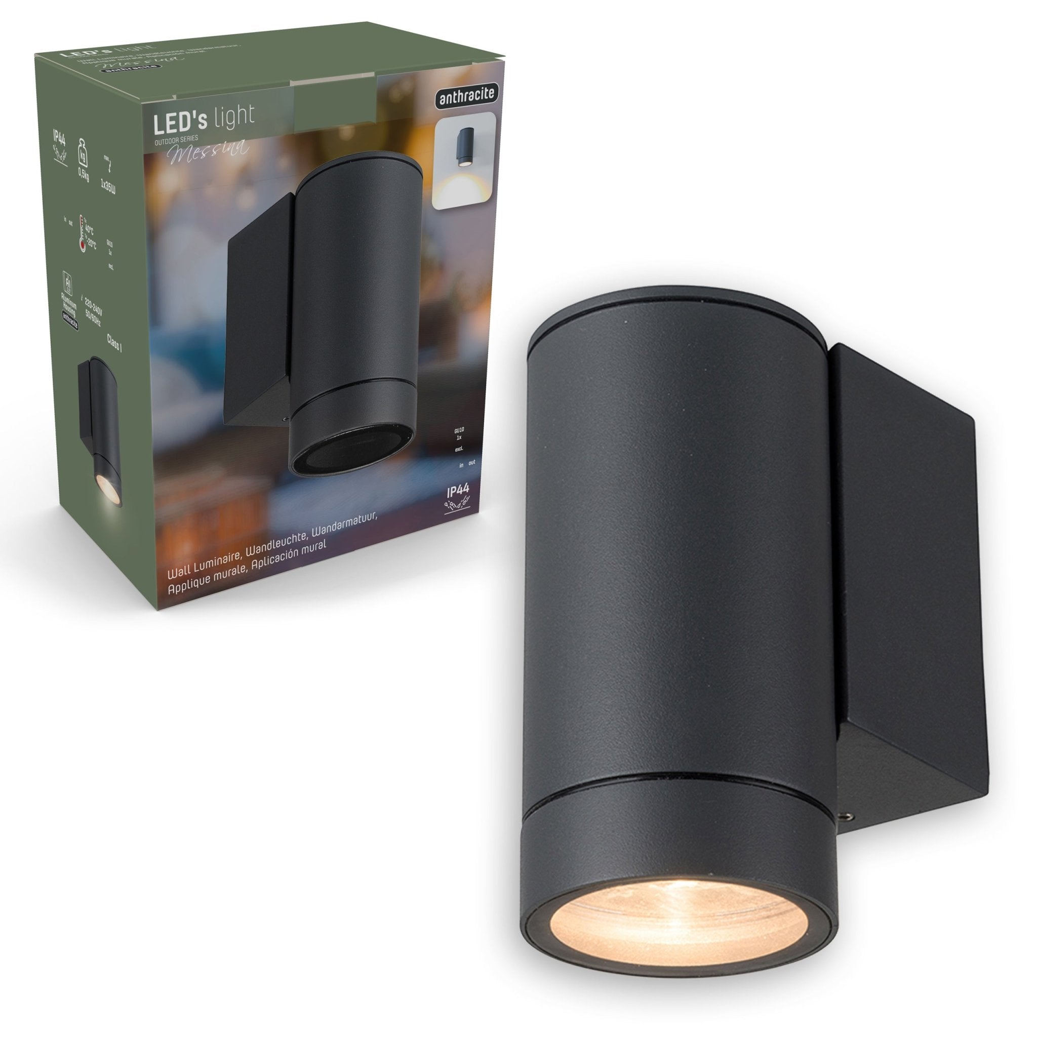 LED's Light Muurlamp voor buiten - GU10 fitting - IP44 waterbestendig - Antraciet - Model Carpi Wandlampen LED.nl