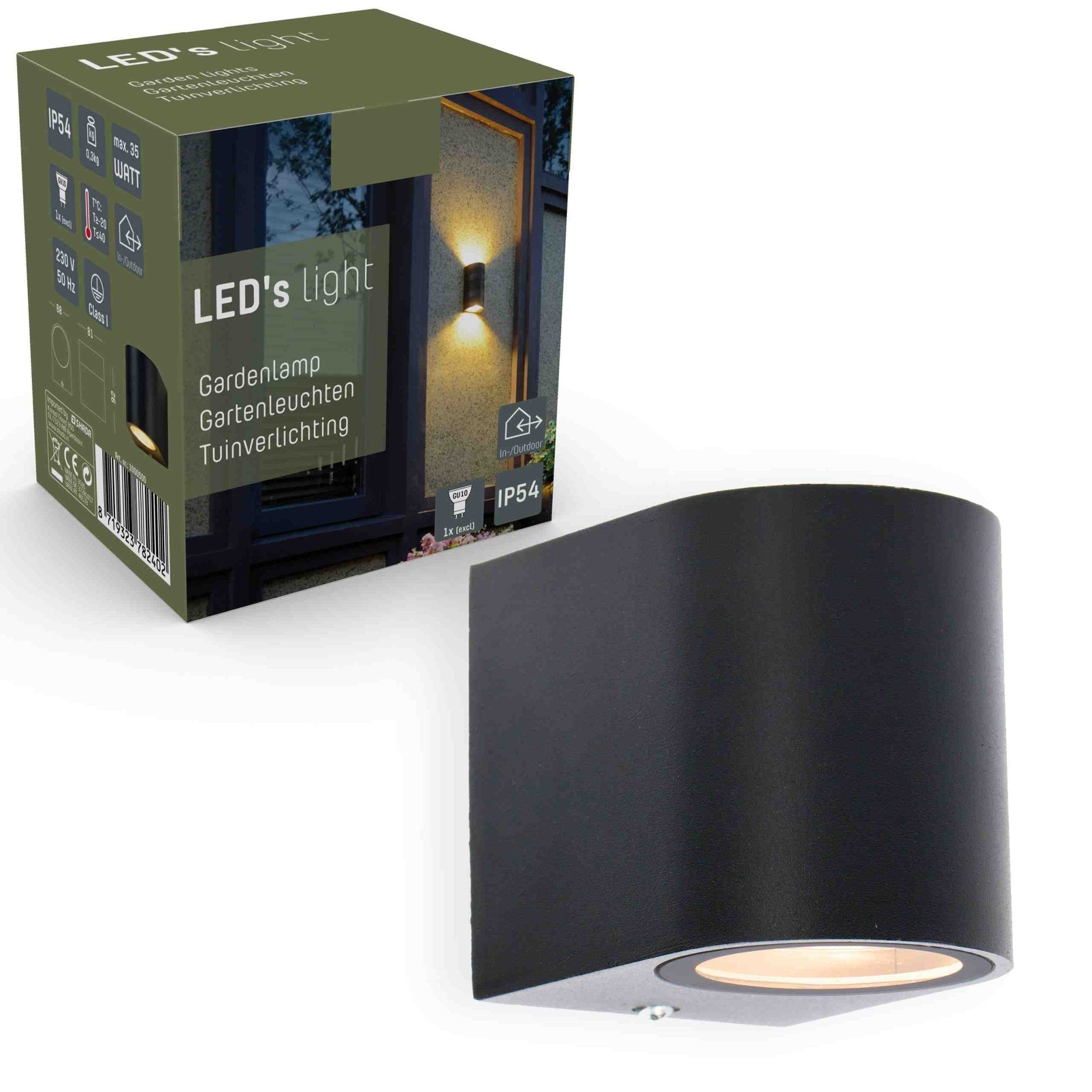 LED's Light LED Wandlamp buiten met GU10 fitting - Rond - Model San Marino - IP44 - Zwart Wandlampen LED.nl