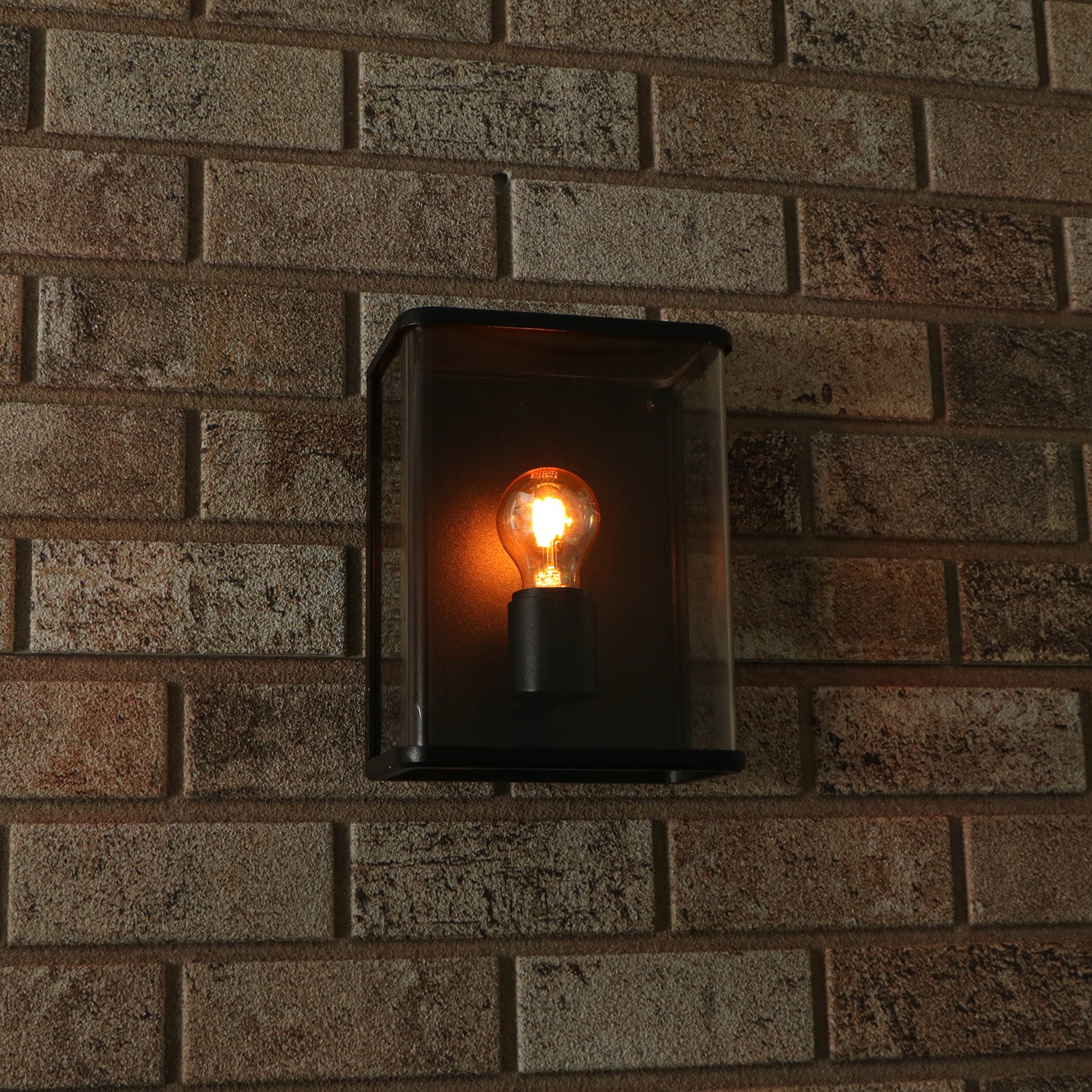 LED Wandlamp Glas - Rondom licht - Rechthoek - E27 fitting - IP44 - Zwart Wandlampen LED.nl