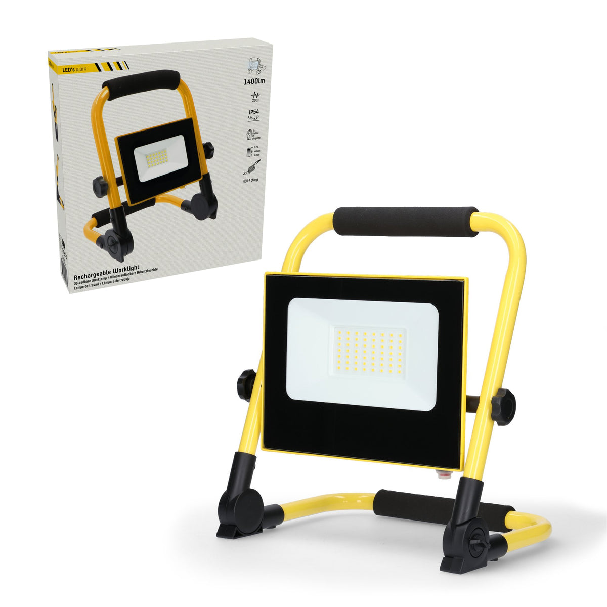 LED's Work Bouwlamp 1400 - Inklapbaar & Draaibaar - Stof- en waterbestendig - 20W Werklampen LED.nl