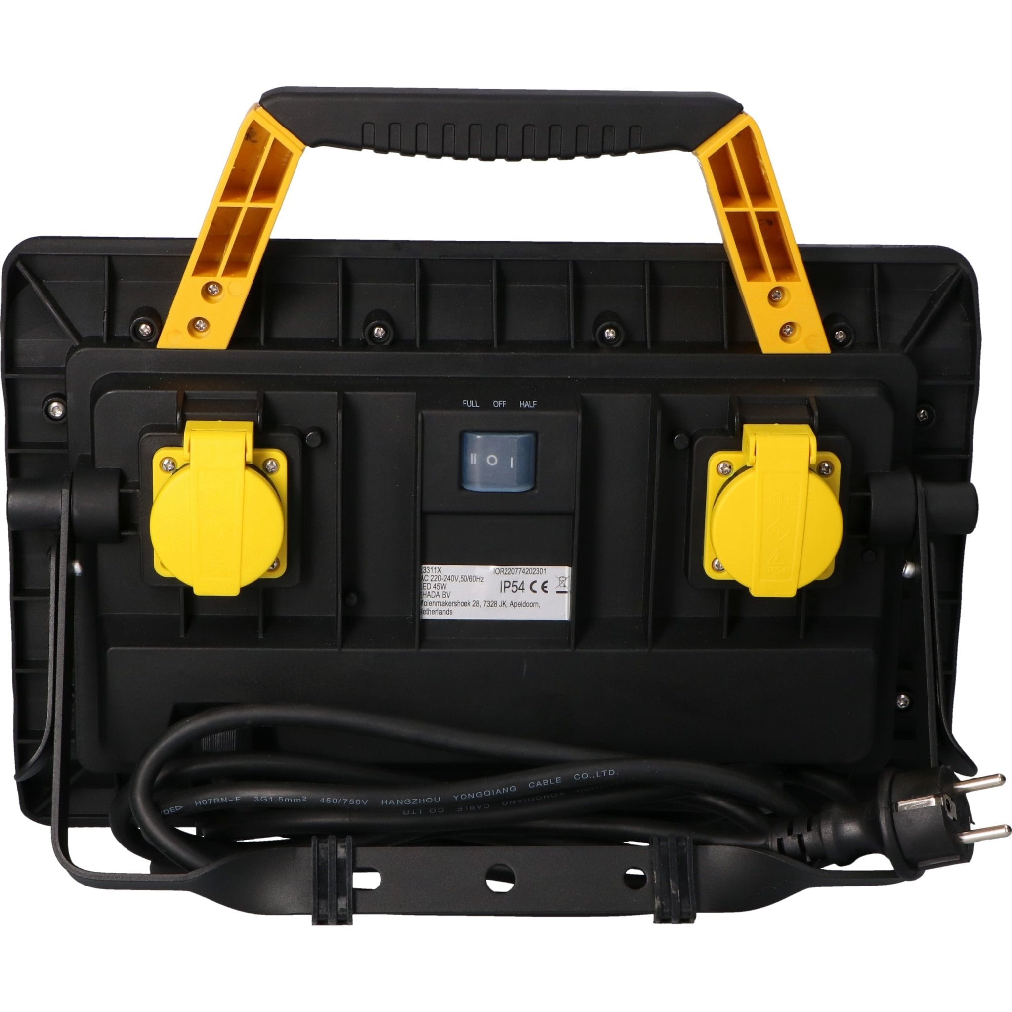 LED's Work Bouwlamp 5000 - 2 extra stopcontacten - 3 meter snoer - IP54 water- en stofbestendig Bouwlampen Led.nl
