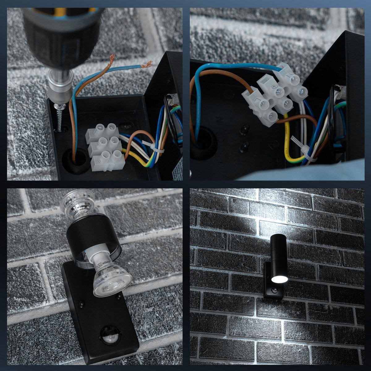 LED's Light RVS LED Buitenlamp met Bewegingssensor - 2 lichts up & down - IP44 - Zwart Buitenlampen LED.nl