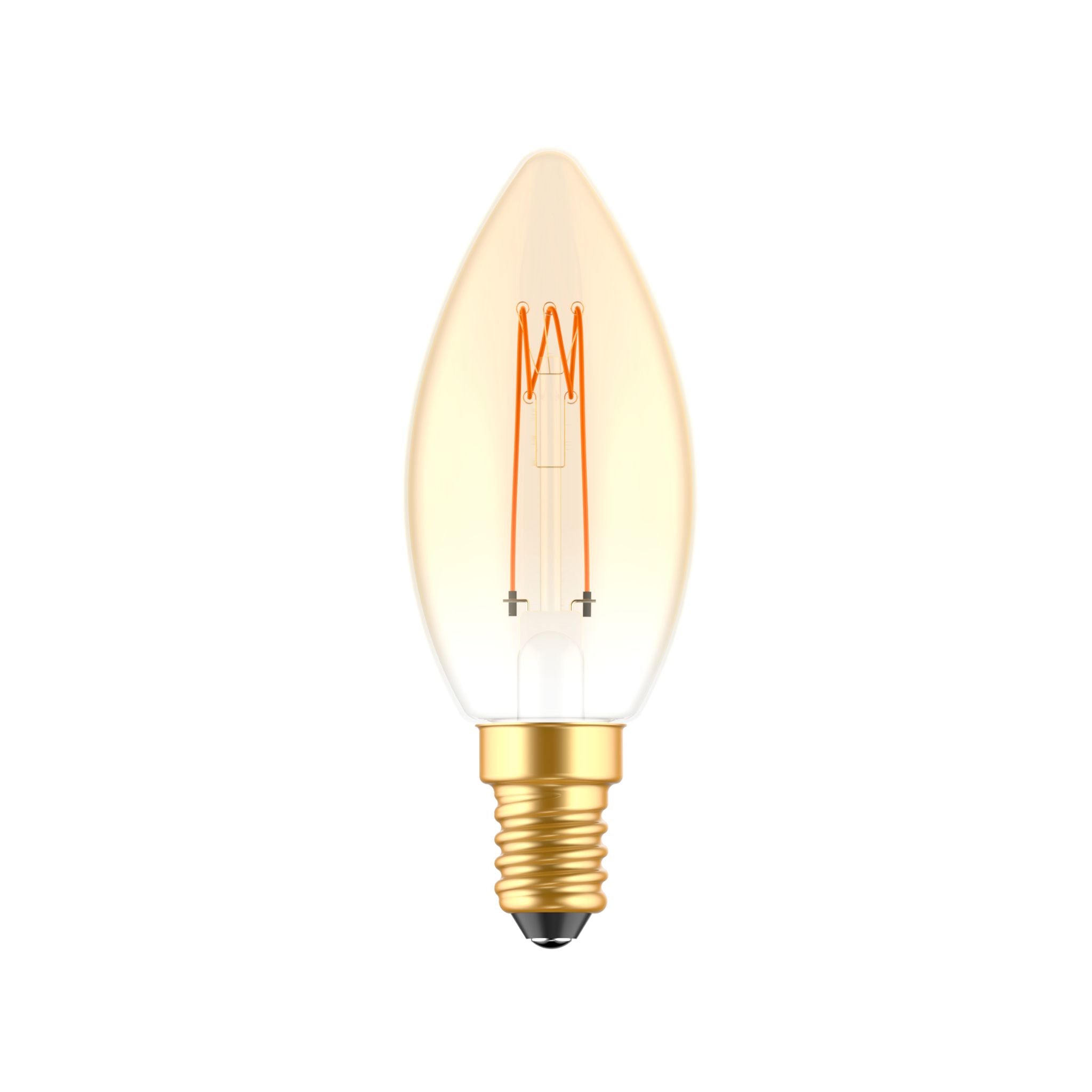 LED's Light LED Kaarslamp goud E14 - Gloeilamp design - Dimbaar extra warm wit - 1800K Decoratieve Lichtbronnen LED.nl