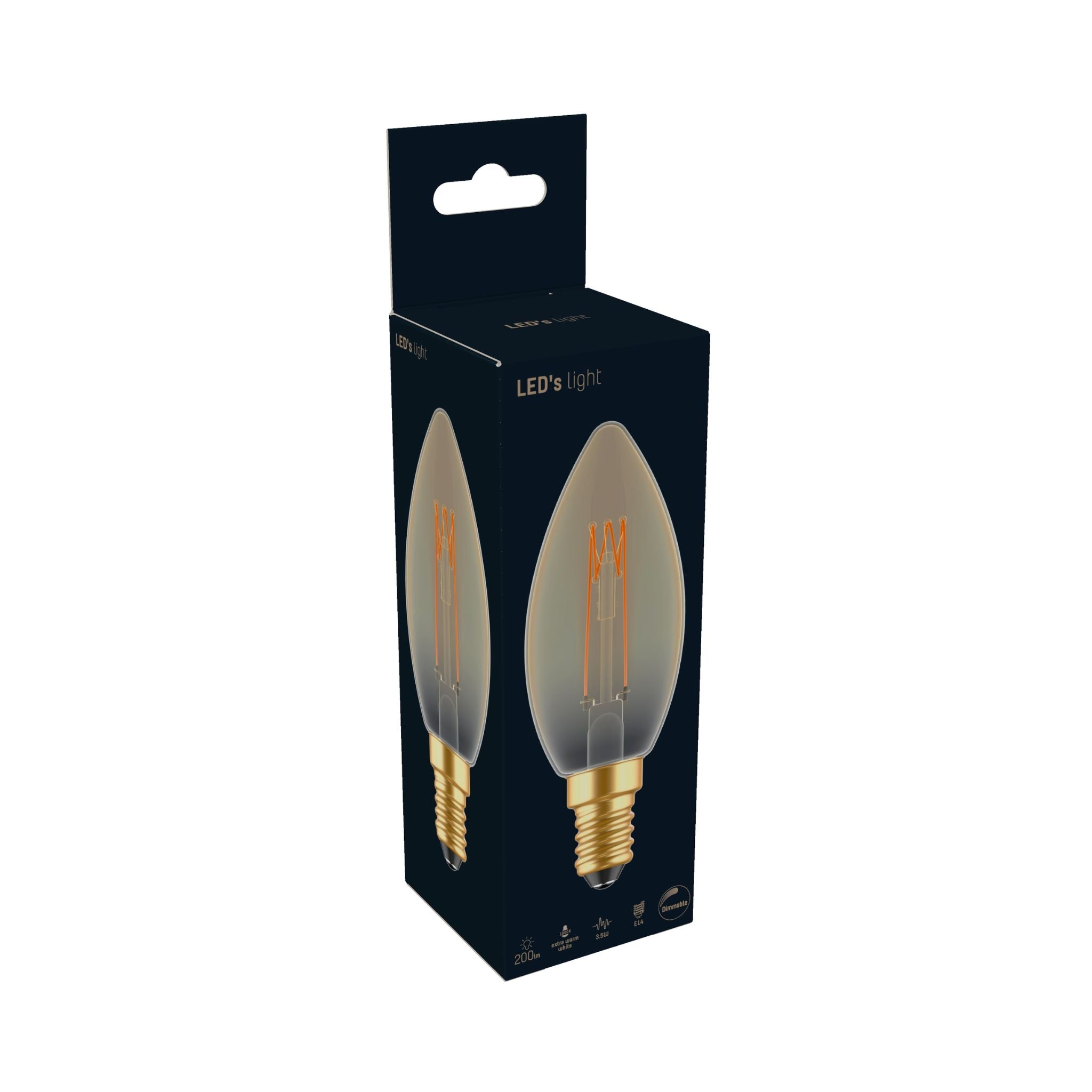 LED's Light LED Kaarslamp goud E14 - Gloeilamp design - Dimbaar extra warm wit - 1800K Decoratieve Lichtbronnen LED.nl