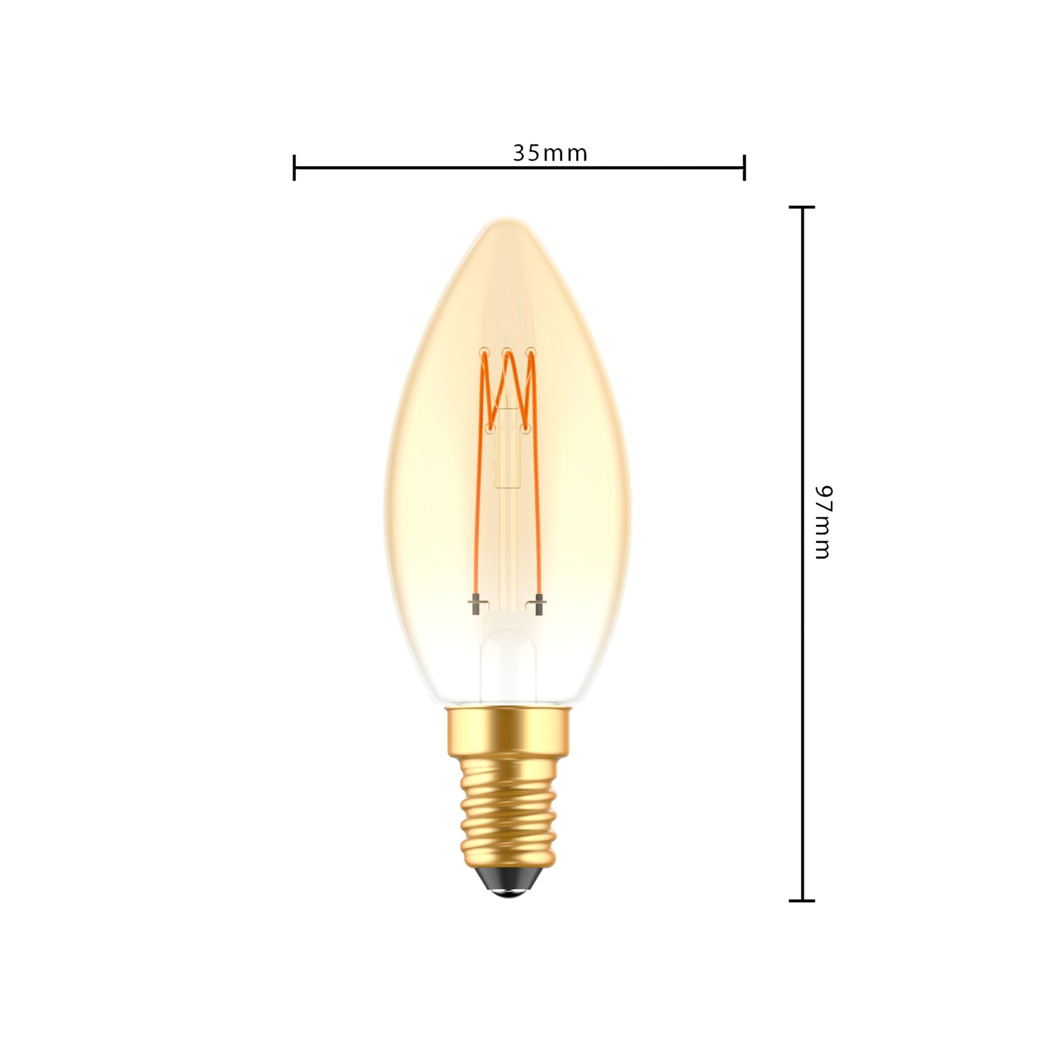 LED's Light LED Kaarslamp goud E14 - Gloeilamp design - Dimbaar extra warm wit - 1800K Decoratieve Lichtbronnen LED.nl