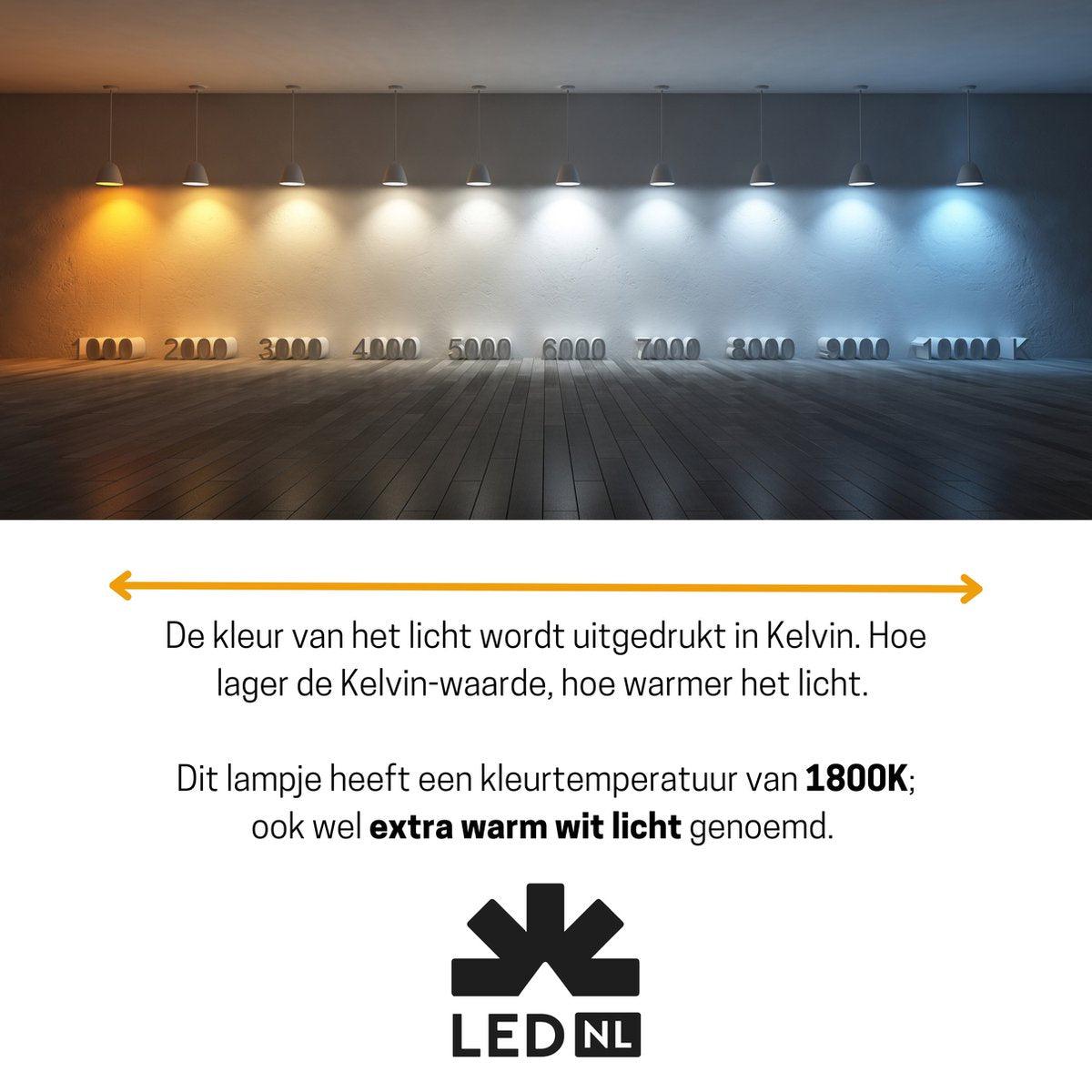 LED's Light LED Kaarslamp goud E14 - Gloeilamp design - Dimbaar extra warm wit - 1800K Decoratieve Lichtbronnen LED.nl