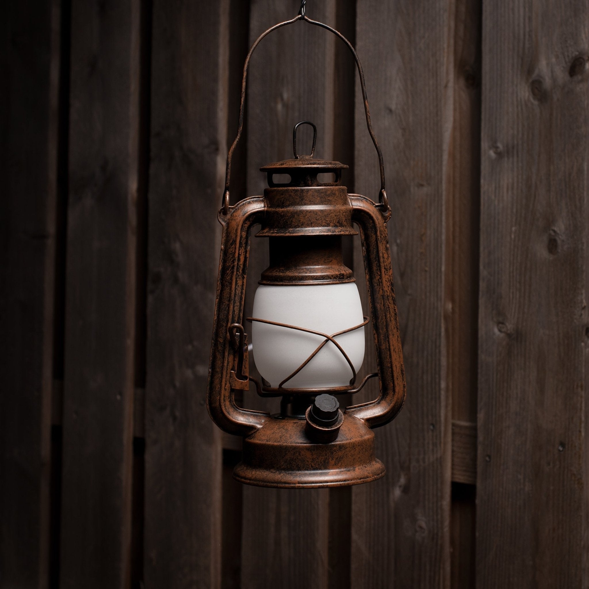 Vintage LED Olielamp op batterijen - Dimbaar - Draadloos - 24 cm - Koper Buitenlampen LED.nl