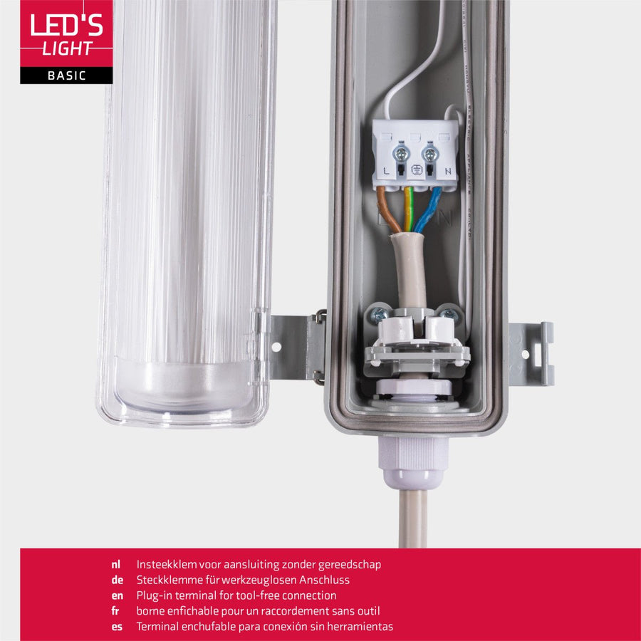 6 PACK - LED's Light LED TL armatuur met lamp 120 cm - Koud wit licht 6500 K - Waterdicht - Complete set LED.nl