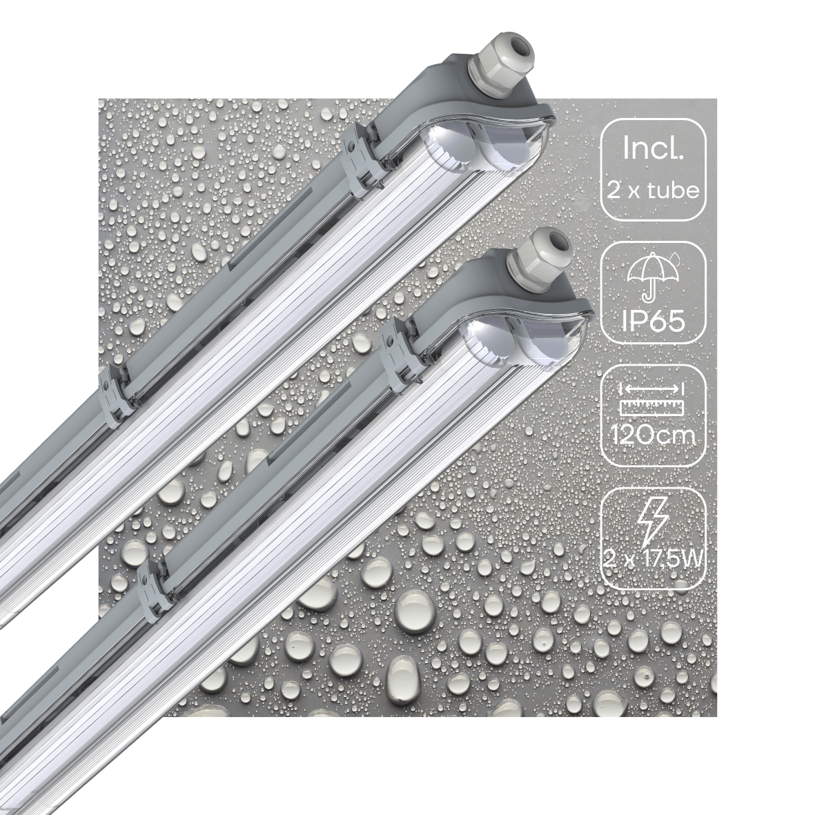 2 PACK - LED's Light LED TL dubbel armatuur 120 cm - 4000K - Compleet met 2 LED TL buizen 120 cm - 4320lm LED.nl
