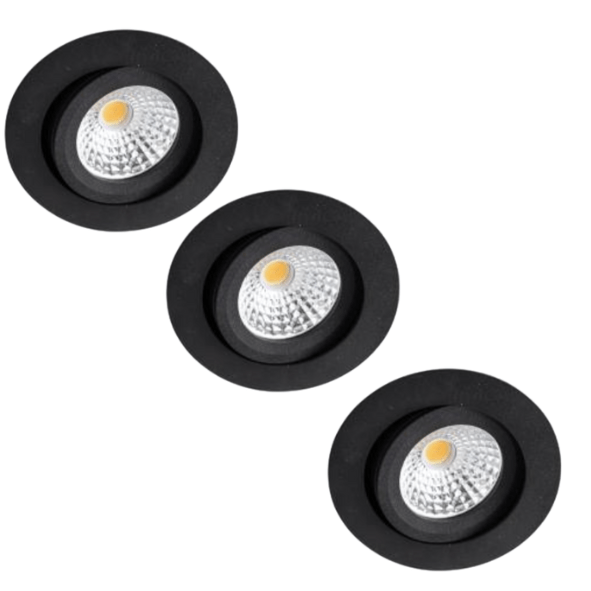 3 PACK - LED's Light Pro LED Inbouwspot Zwart - DimToWarm - Ø 68mm - Kantelbaar - Warm wit licht - CRI95- Dimbaar Inbouwspots LED.nl
