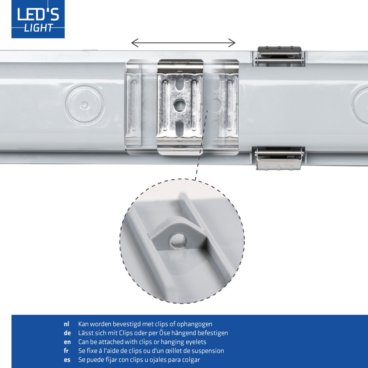 LED's Light Complete LED TL lamp met LED buis 150 cm - Binnen en buiten - 3060lm - 16.5W - 4000K - 185lm/w - Energielabel B TL verlichting LED.nl