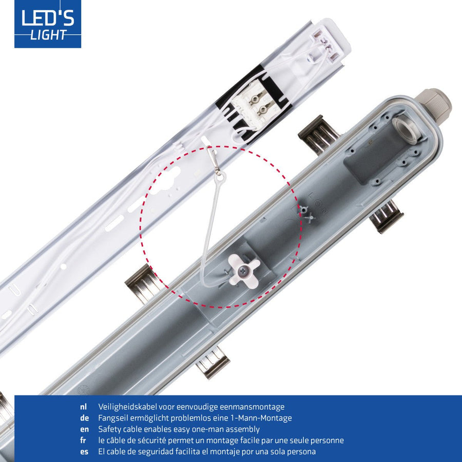 LED's Light Complete LED TL lamp met LED buis 60 cm - Binnen en buiten - 1100 lm - 1x6W - 185lm/w - Energielabel B TL verlichting LED.nl