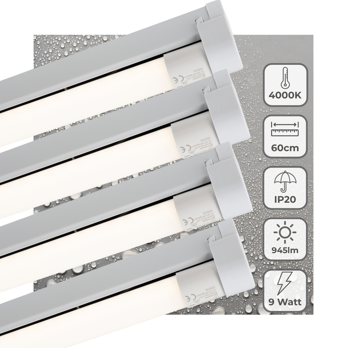 4 PACK - LED's Light LED licht balk 60 cm voor binnen - Armatuur inclusief LED TL buis - 1000 lm TL verlichting LED.nl