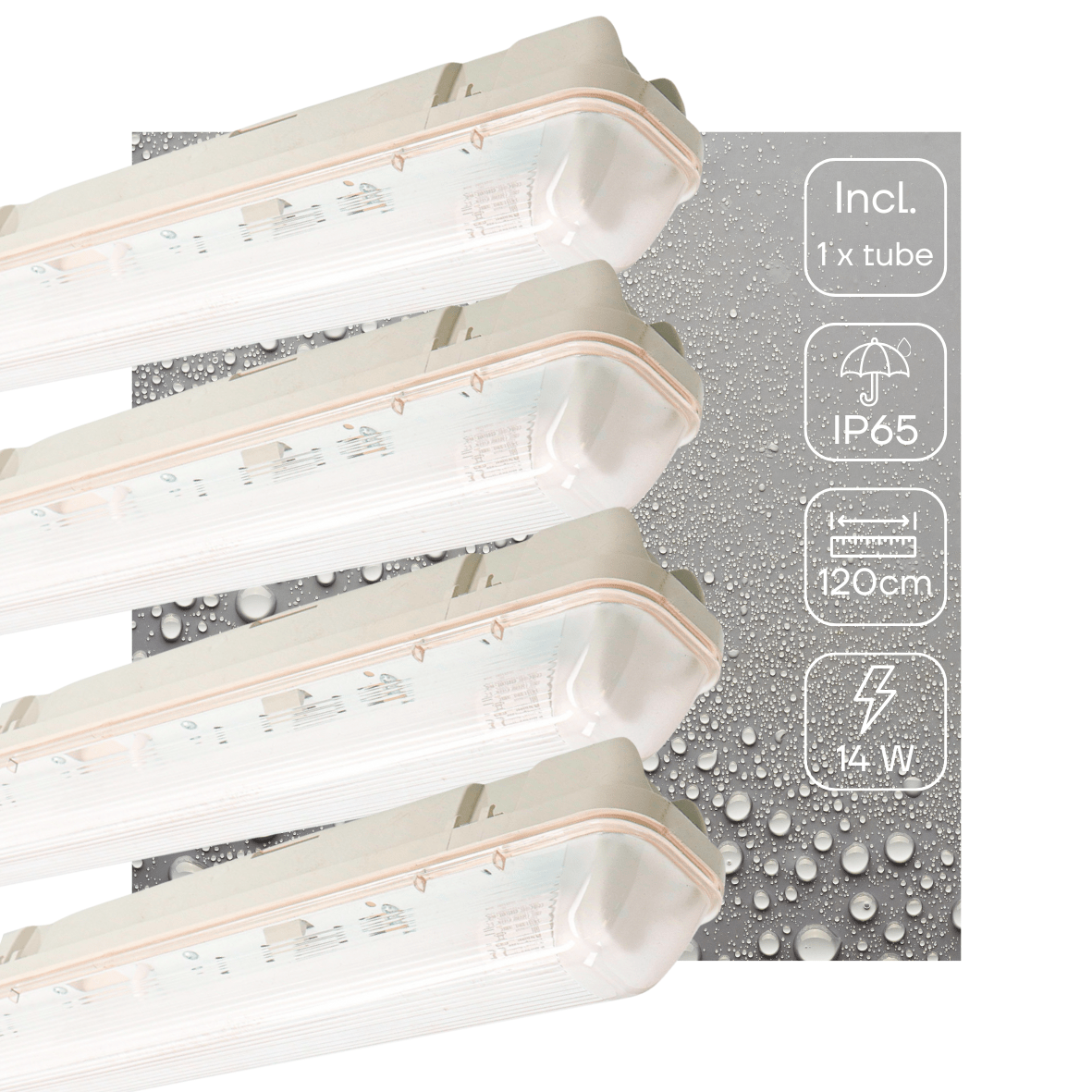 4 PACK - LED's Light LED TL armatuur met sensor 120 cm - Bewegingssensor en nachtsensor - Waterdicht - 2100 lm LED.nl