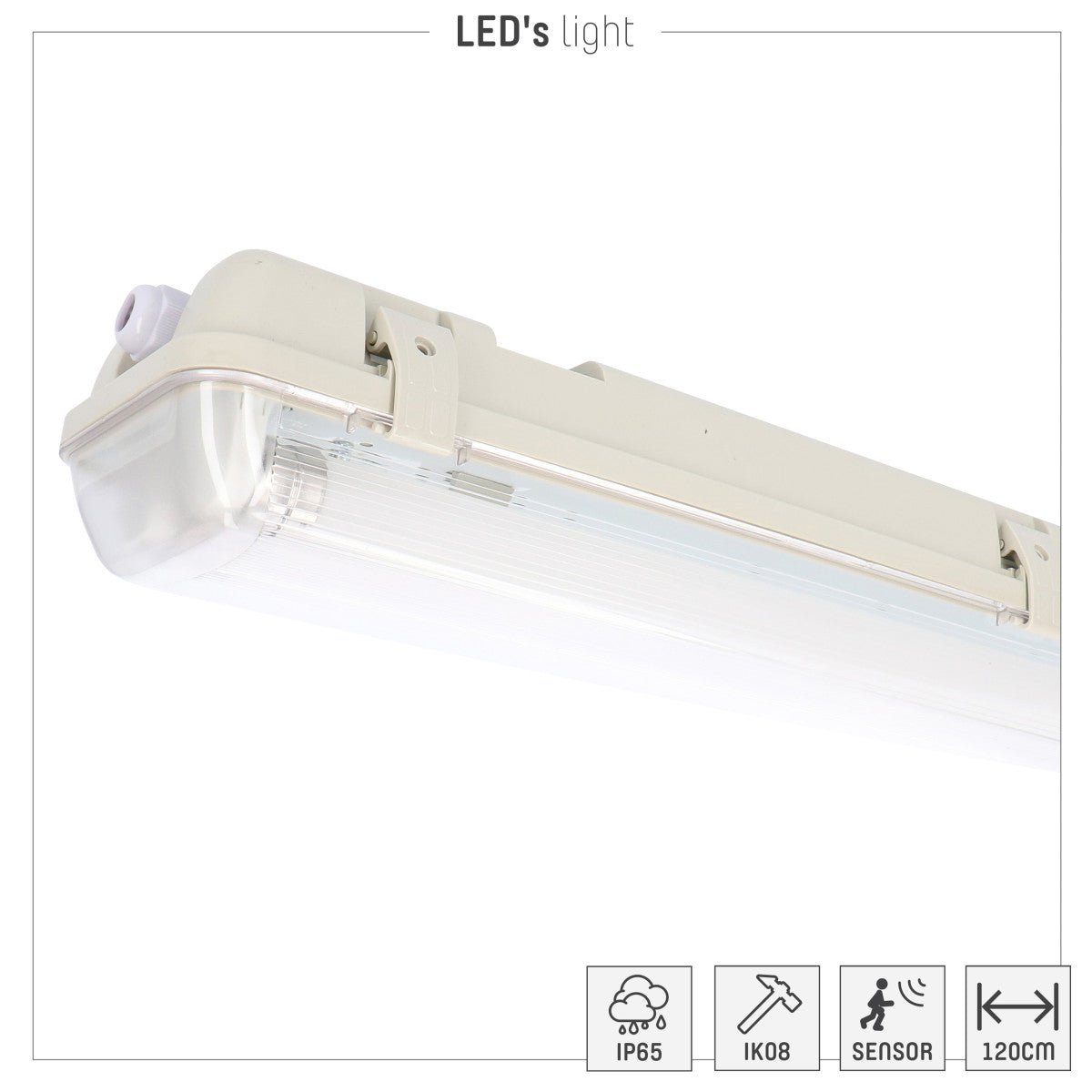 4 PACK - LED's Light LED TL Armatuur licht balk met sensor - incl Dubbele buis 2x14W 120cm 4000K Bewegingssensor en nachtsensor - Waterdicht - 150lm/w LED.nl
