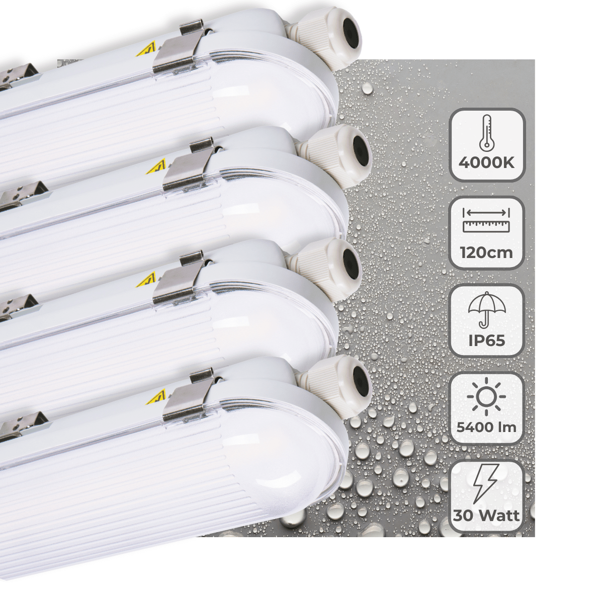 4 PACK -LED's Light Pro Philips TL armatuur met strip 120 cm - Koppelbaar - Power switch - Energielabel B - 5400 lm - 185lm/w - 30W - 4000K TL verlichting LED.nl