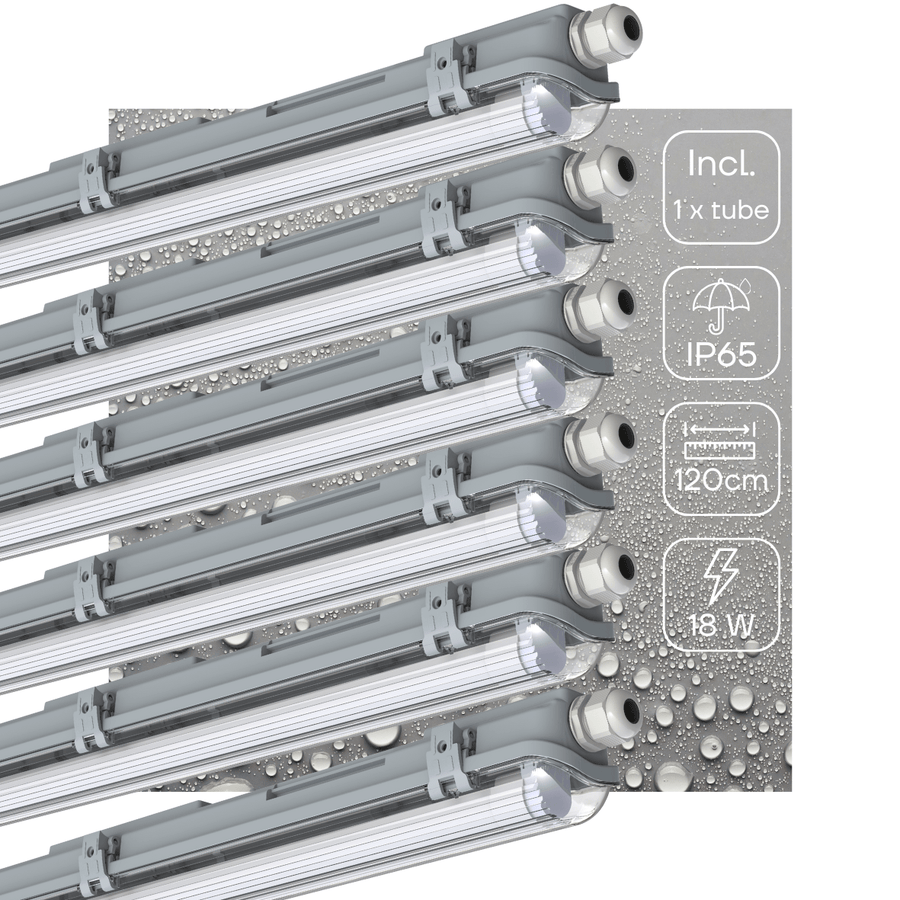 6 PACK - LED's Light LED TL armatuur met lamp 120 cm - Koud wit licht 6500 K - Waterdicht - Complete set LED.nl