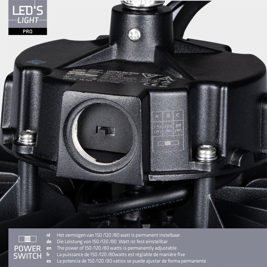 LED's Light pro High Bay - 150W - 1-10V Dimbaar - Power select - Energieklasse A - 27750lm 4000K - Sosen Driver - IP65 - IK10 - Klasse 1 High bays LED.nl