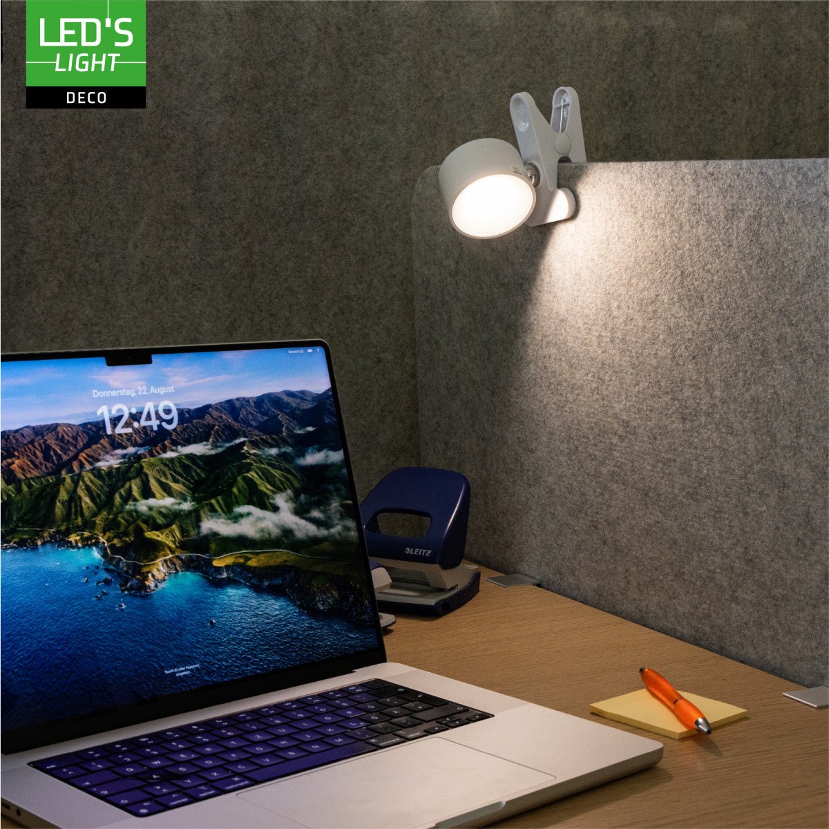 LED's Light 3-in-1 draadloze oplaadbare lamp met magnetische muurbeugel, voet en klem - Wit Tafellampen Led.nl