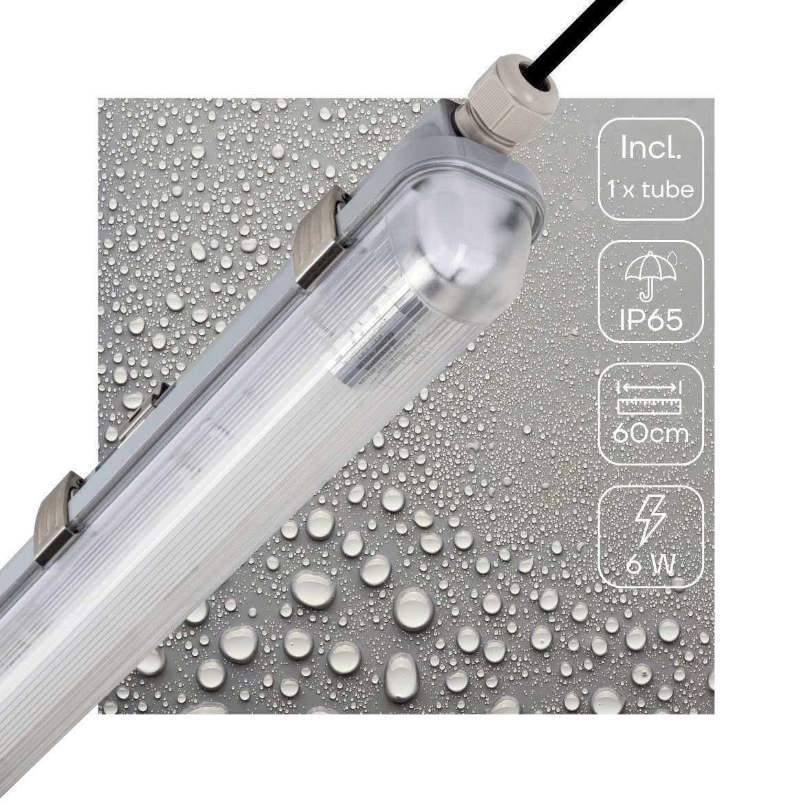 LED's Light Complete LED TL lamp met LED buis 60 cm - Binnen en buiten - 1100 lm - 1x6W - 185lm/w - Energielabel B TL verlichting LED.nl