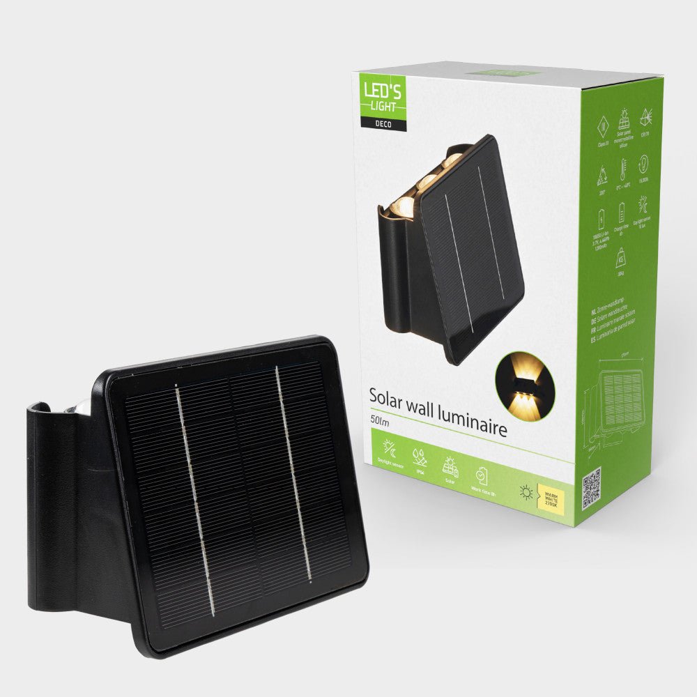 LED's Light Deco solar zonnepaneel buitenlamp wandlamp daglicht sensor Wandlampen LED.nl