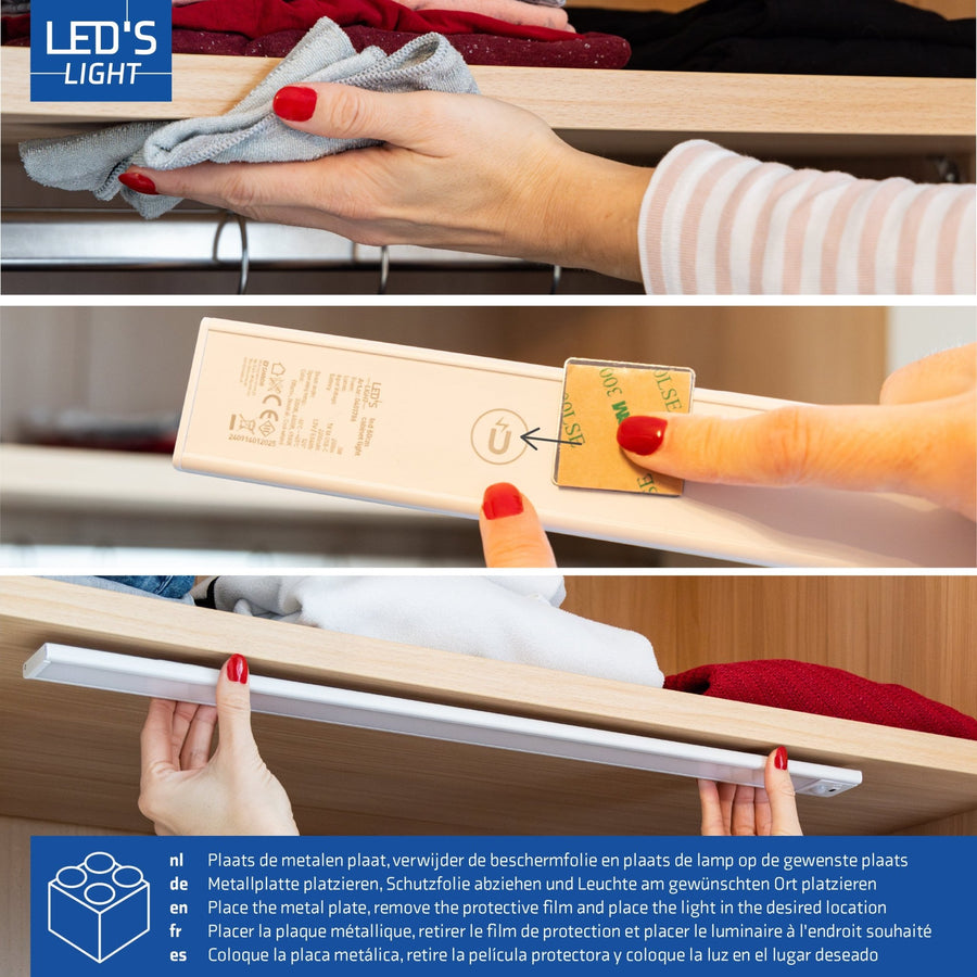 LED's Light Kastverlichting met sensor 60 cm - Oplaadbaar en draadloos - zwaai- en bewegingssensor - wit Kastverlichting LED.nl