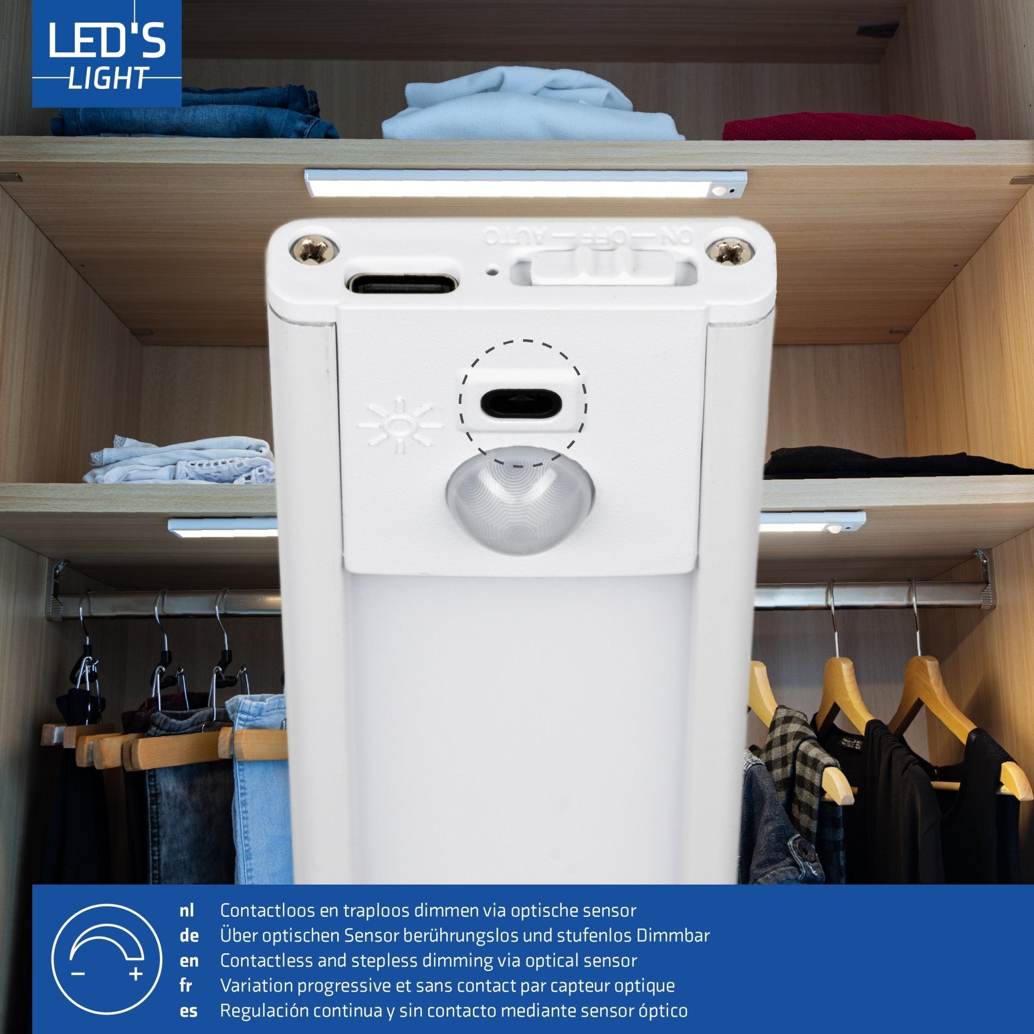 LED's Light Kastverlichting met sensor 60 cm - Oplaadbaar en draadloos - zwaai- en bewegingssensor - wit Kastverlichting LED.nl