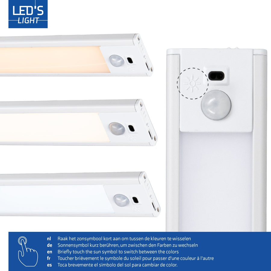 LED's Light Kastverlichting met sensor 60 cm - Oplaadbaar en draadloos - zwaai- en bewegingssensor - wit Kastverlichting LED.nl