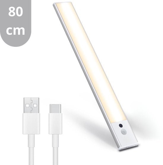 LED's Light Kastverlichting met sensor 80 cm - Oplaadbaar en draadloos - zwaai- en bewegingssensor - wit Kastverlichting LED.nl